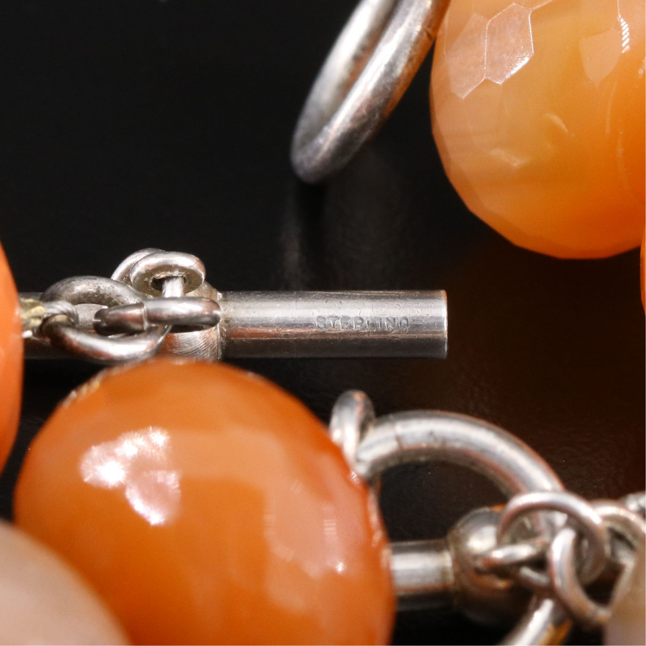 Sterling Faceted Agate Bead Necklace and Bracelet