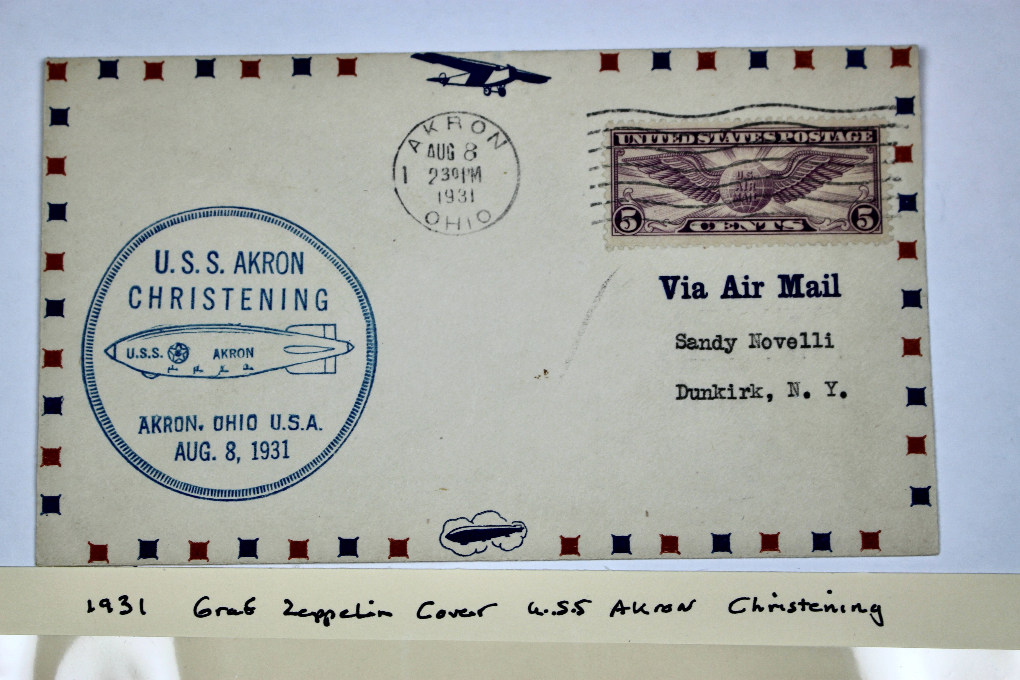 1931 Graf Zeppelin Postal Cover, USS Akron Christening