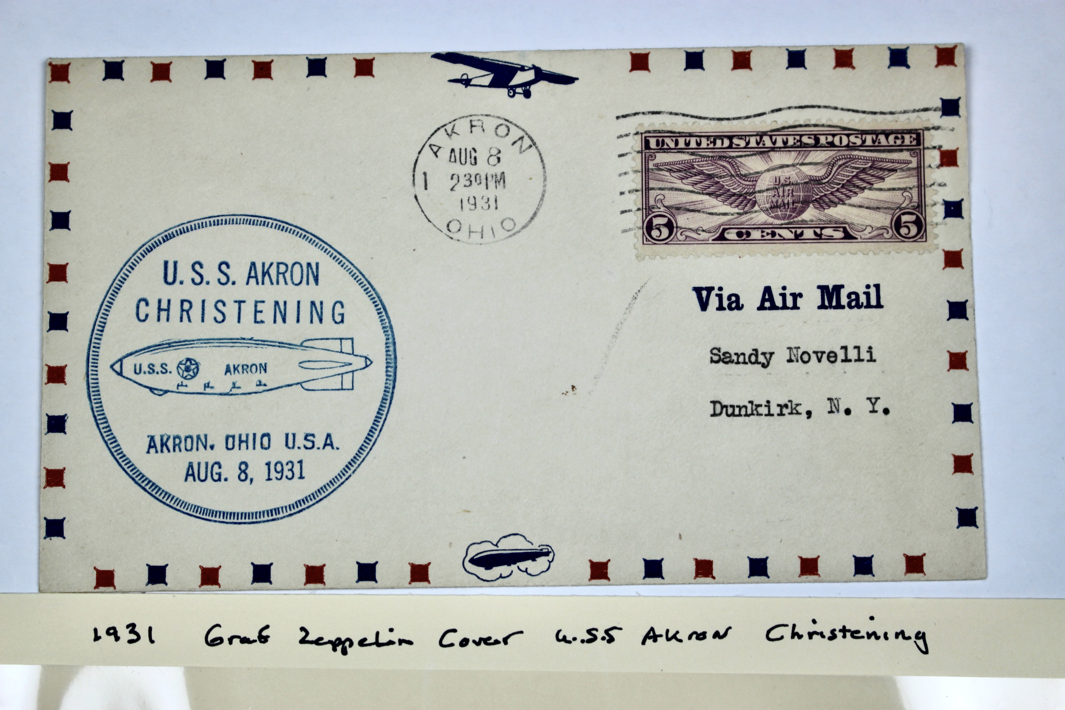 1931 Graf Zeppelin Postal Cover, USS Akron Christening