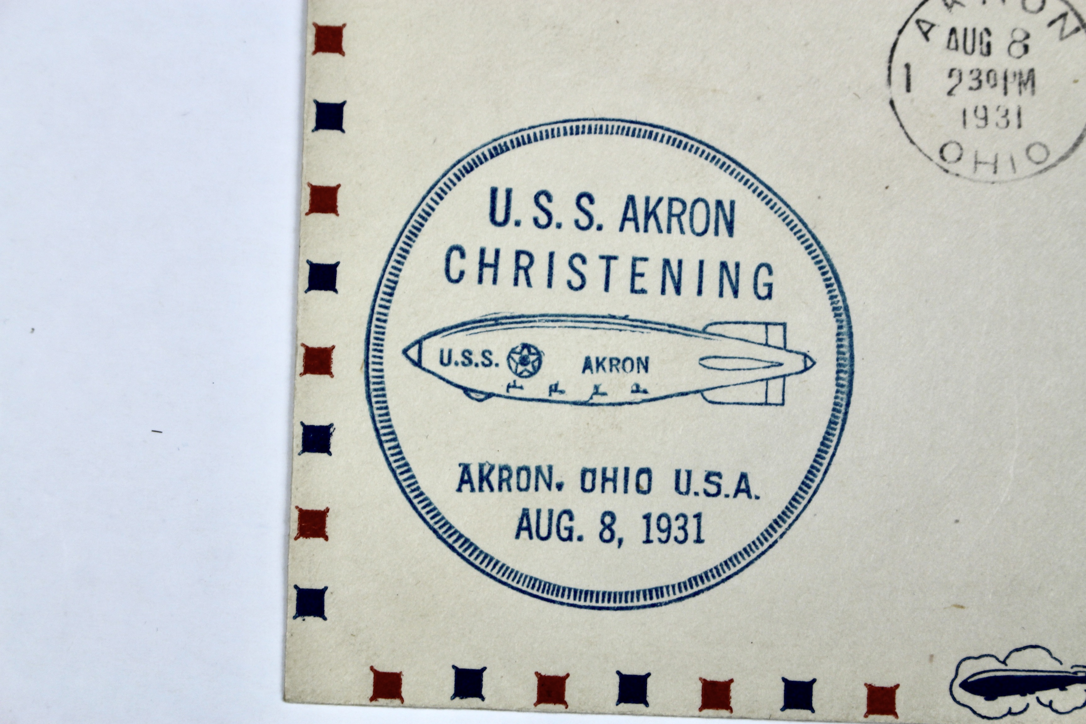 1931 Graf Zeppelin Postal Cover, USS Akron Christening