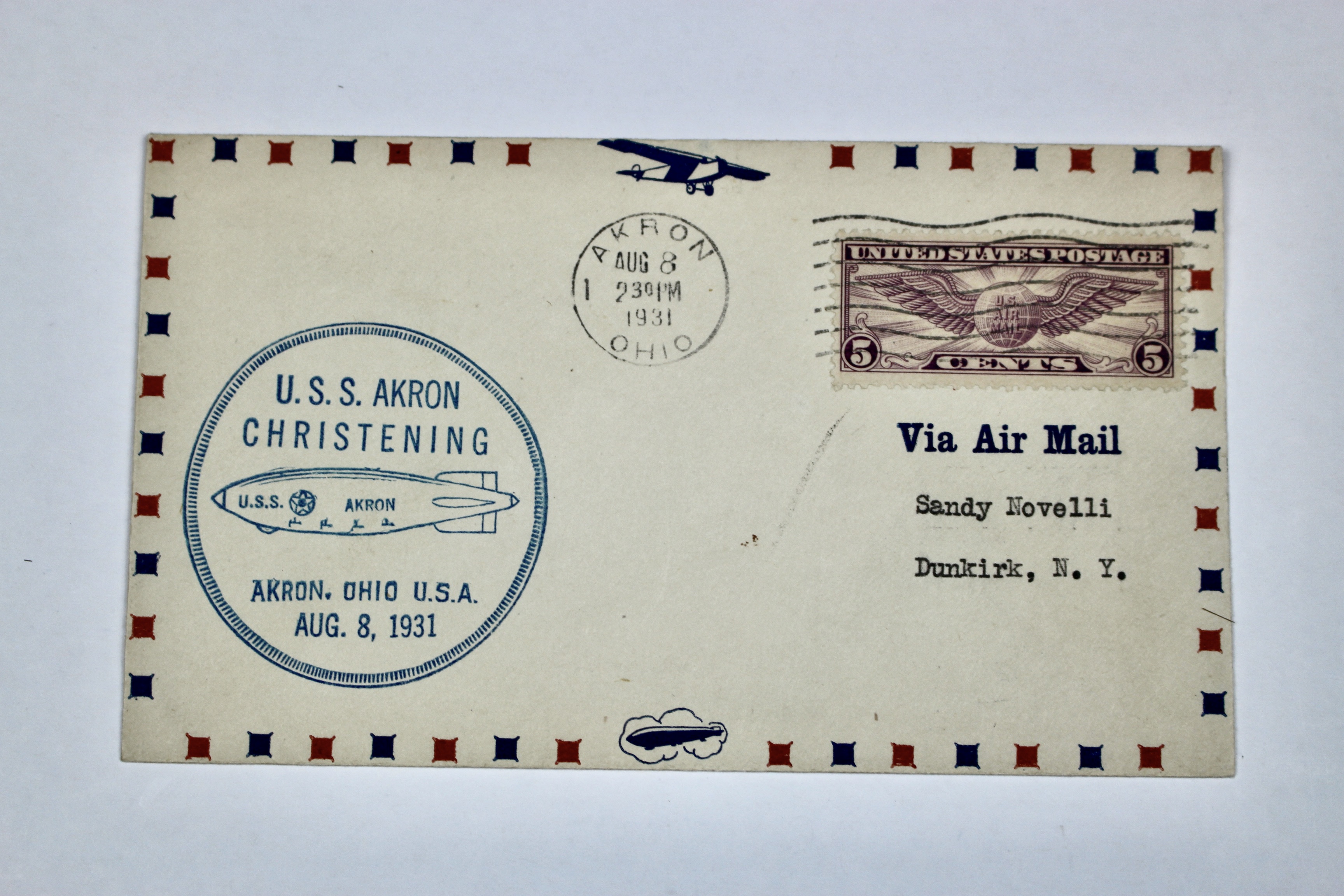 1931 Graf Zeppelin Postal Cover, USS Akron Christening