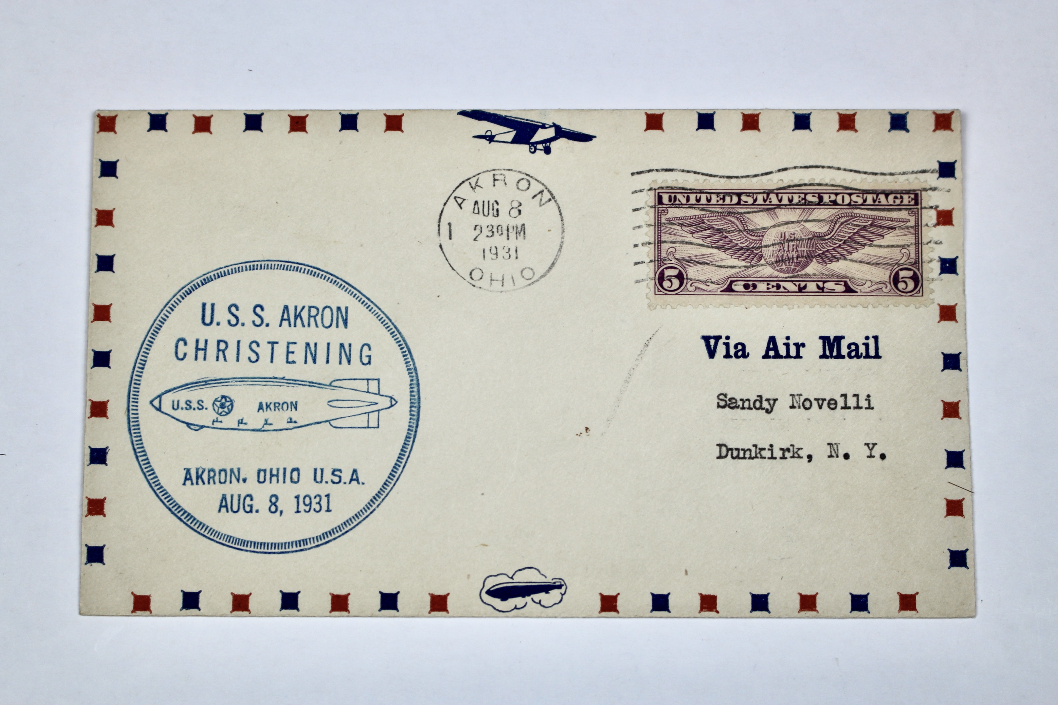 1931 Graf Zeppelin Postal Cover, USS Akron Christening