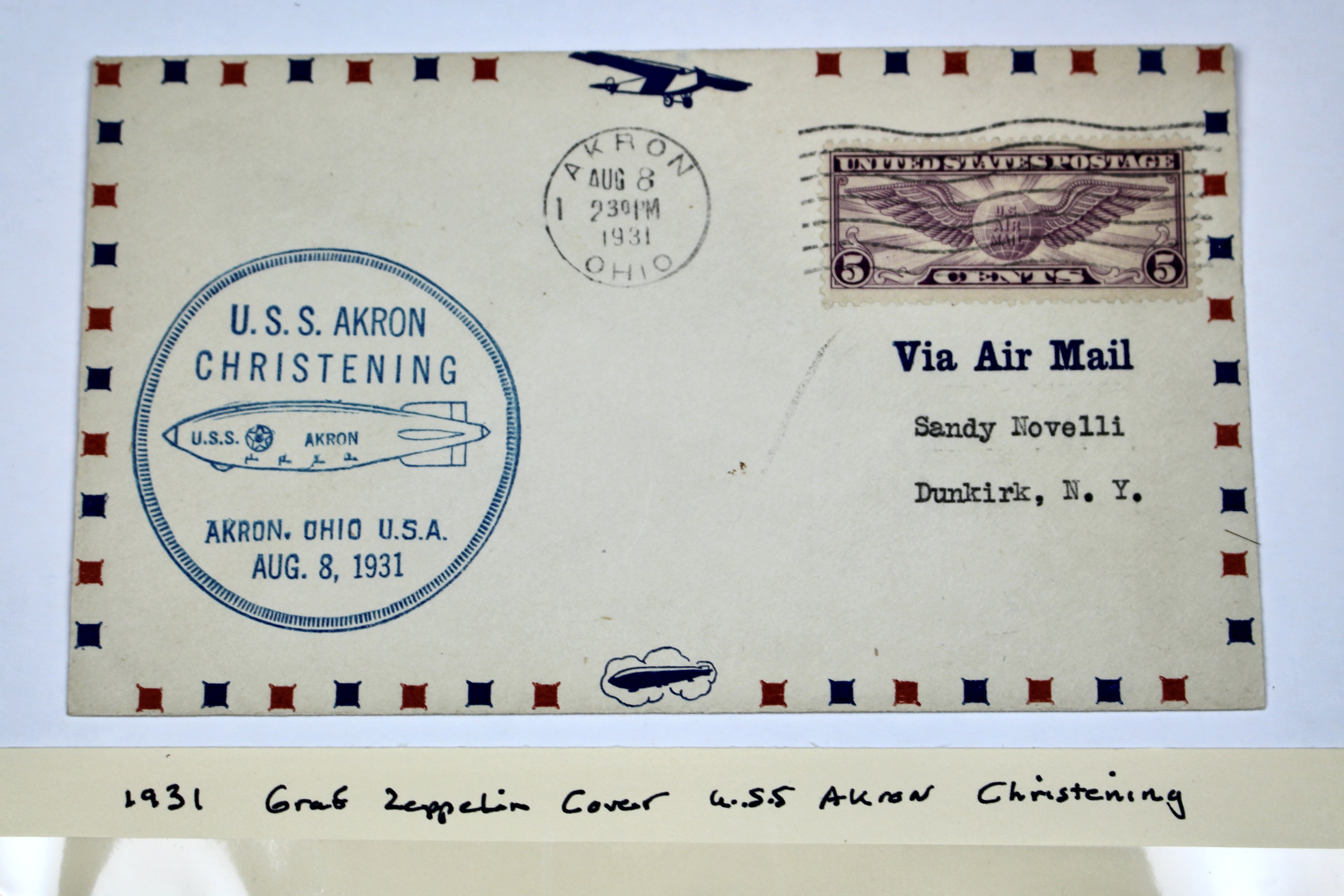1931 Graf Zeppelin Postal Cover, USS Akron Christening