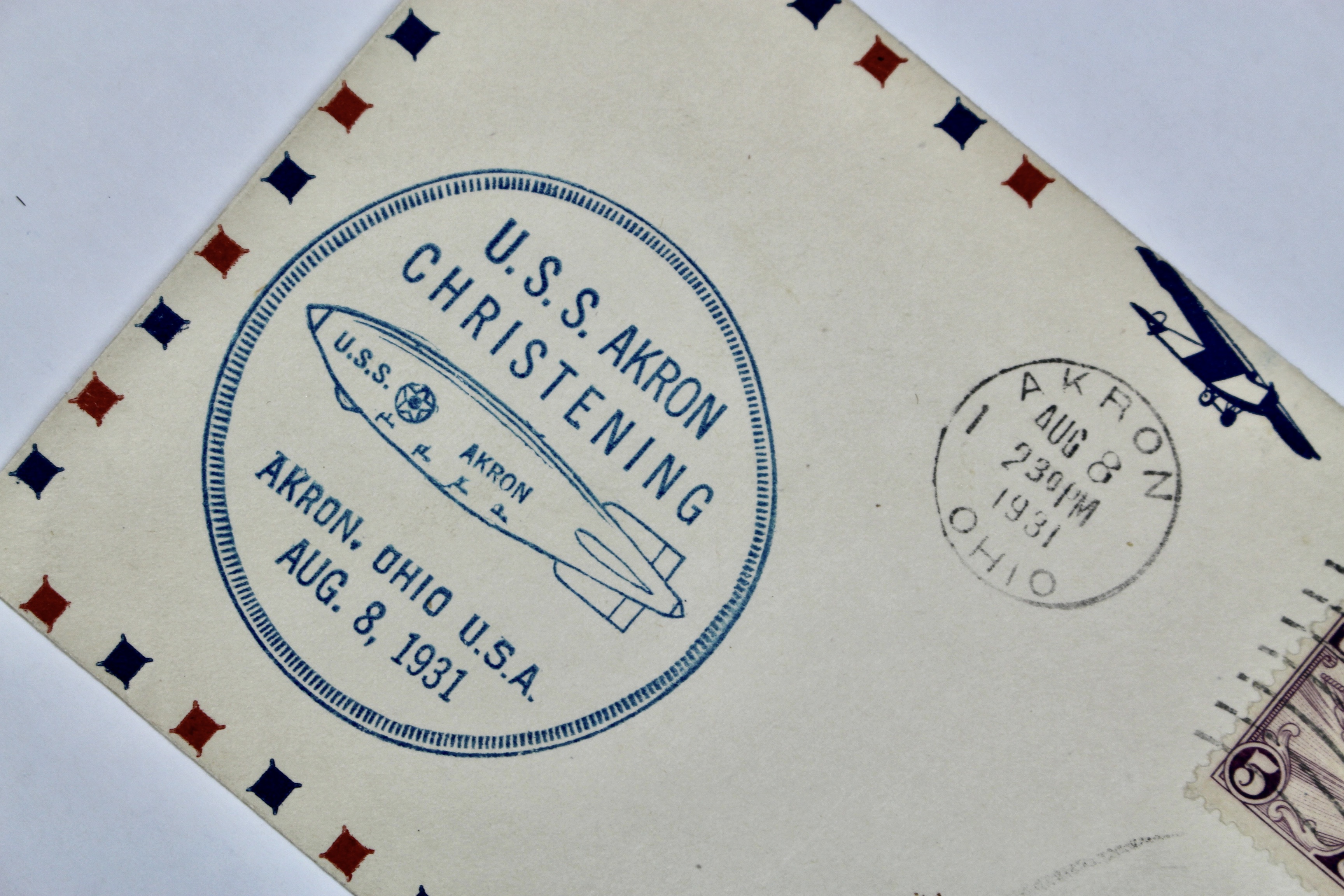 1931 Graf Zeppelin Postal Cover, USS Akron Christening
