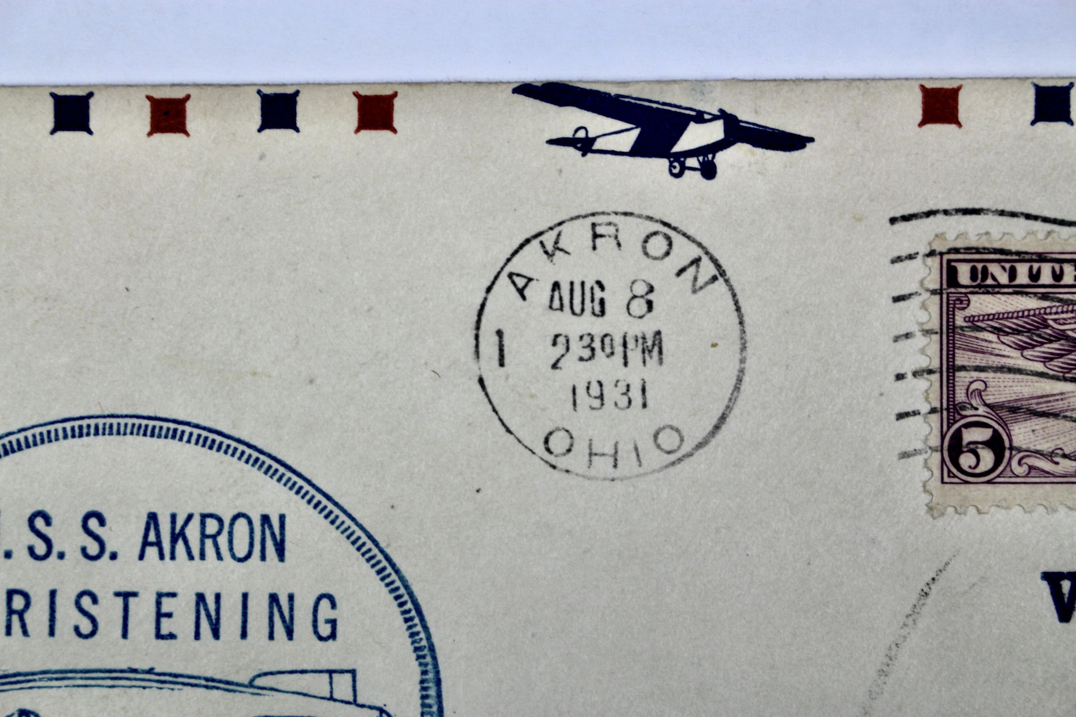 1931 Graf Zeppelin Postal Cover, USS Akron Christening