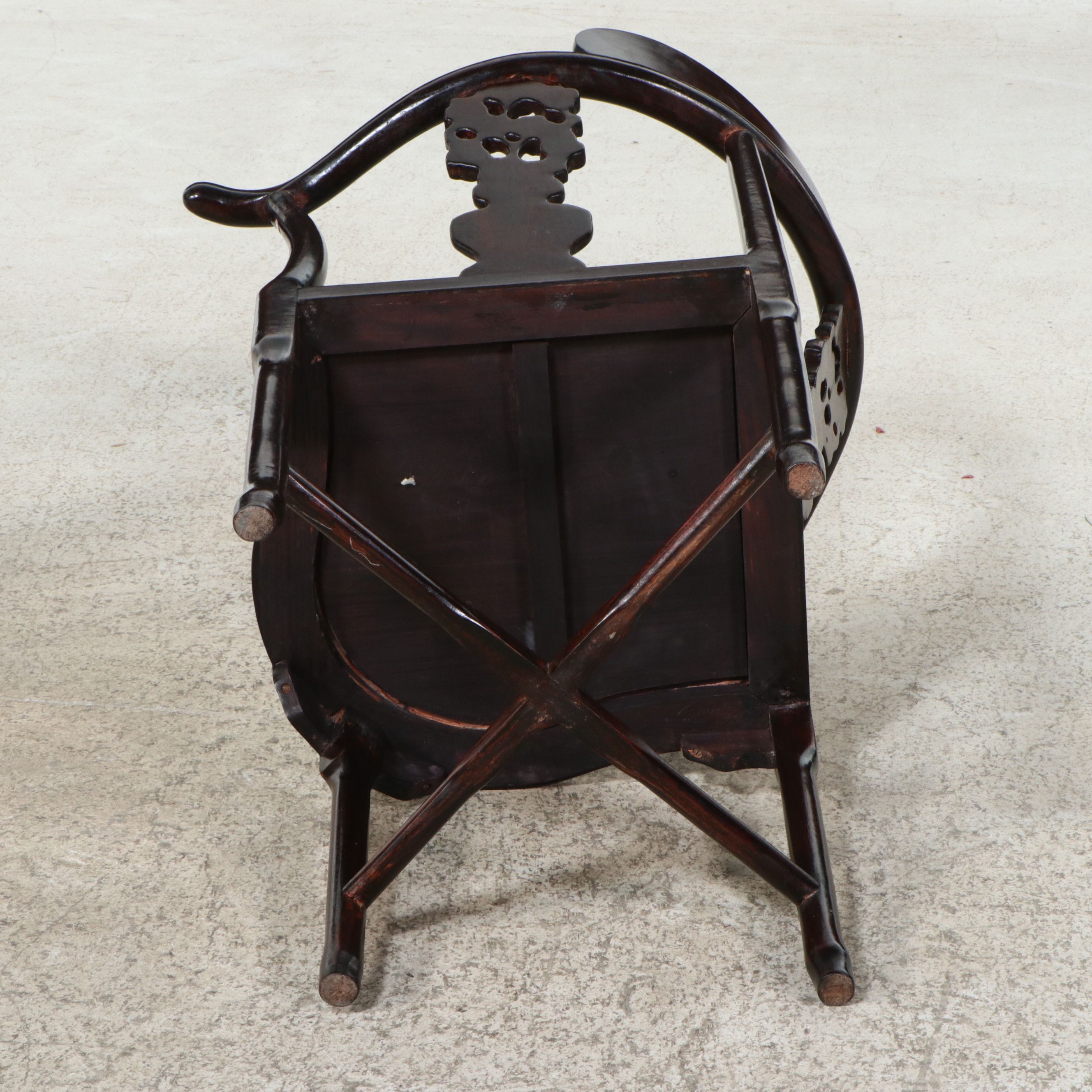Pair of Chinese Rosewood Corner Chairs with Mother-of-Pearl Inlay