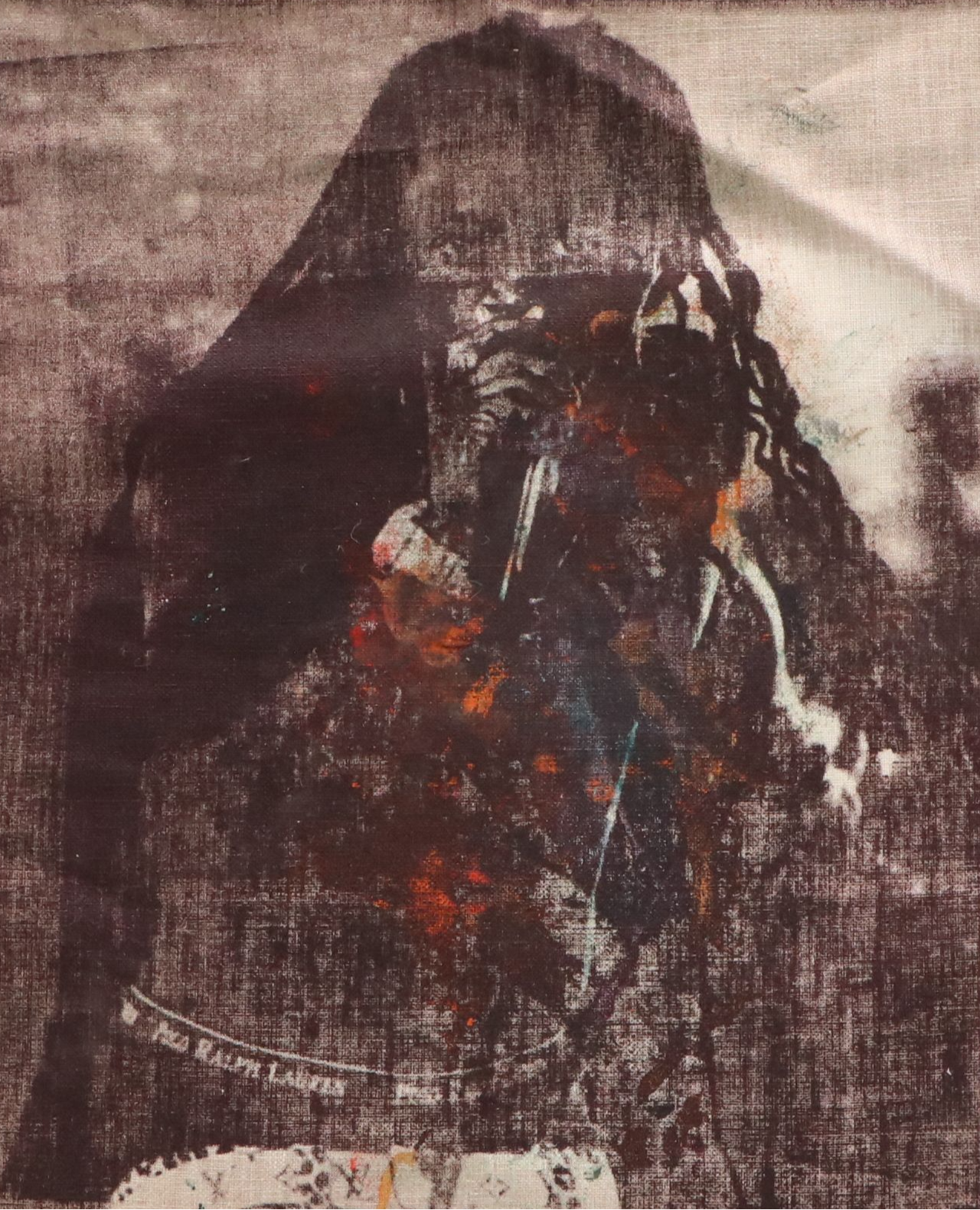 Eric Ajama Embellished Screenprinted Portraits on Canvas