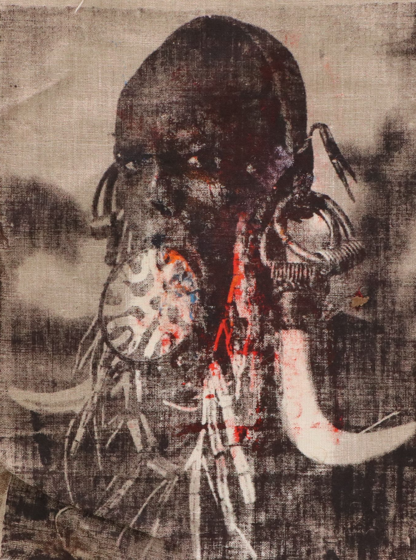 Eric Ajama Embellished Screenprinted Portraits on Canvas