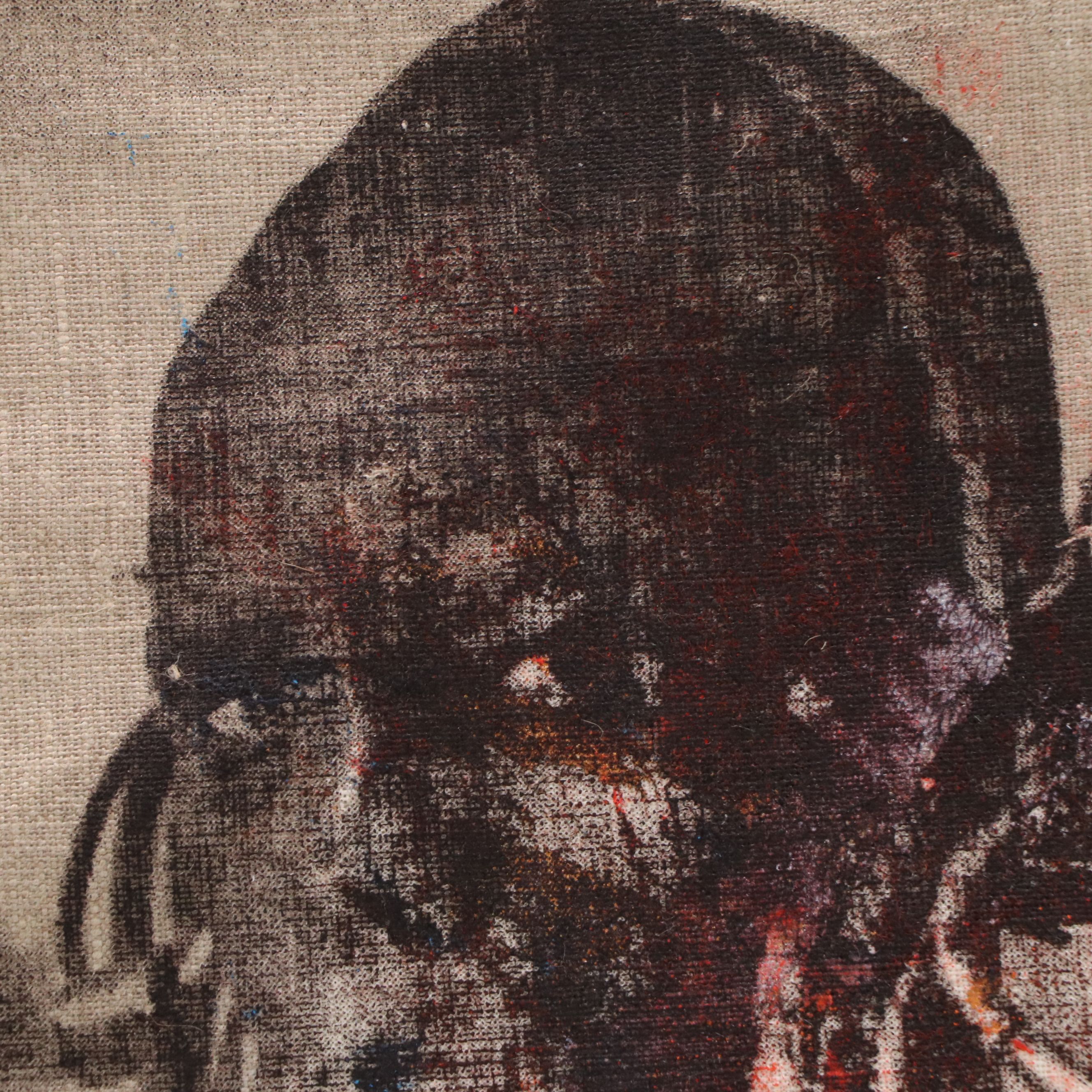 Eric Ajama Embellished Screenprinted Portraits on Canvas