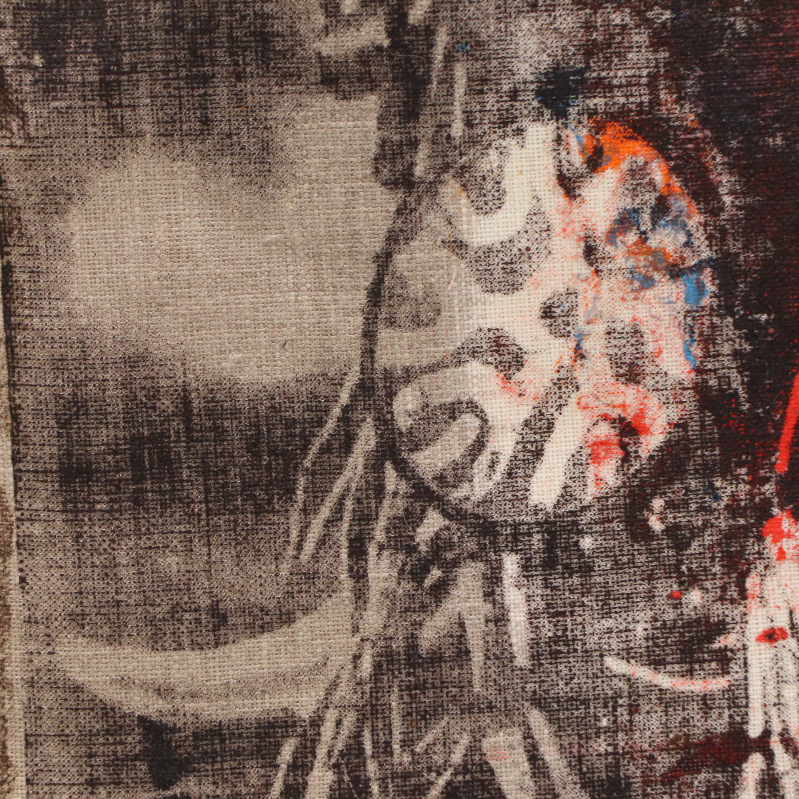 Eric Ajama Embellished Screenprinted Portraits on Canvas