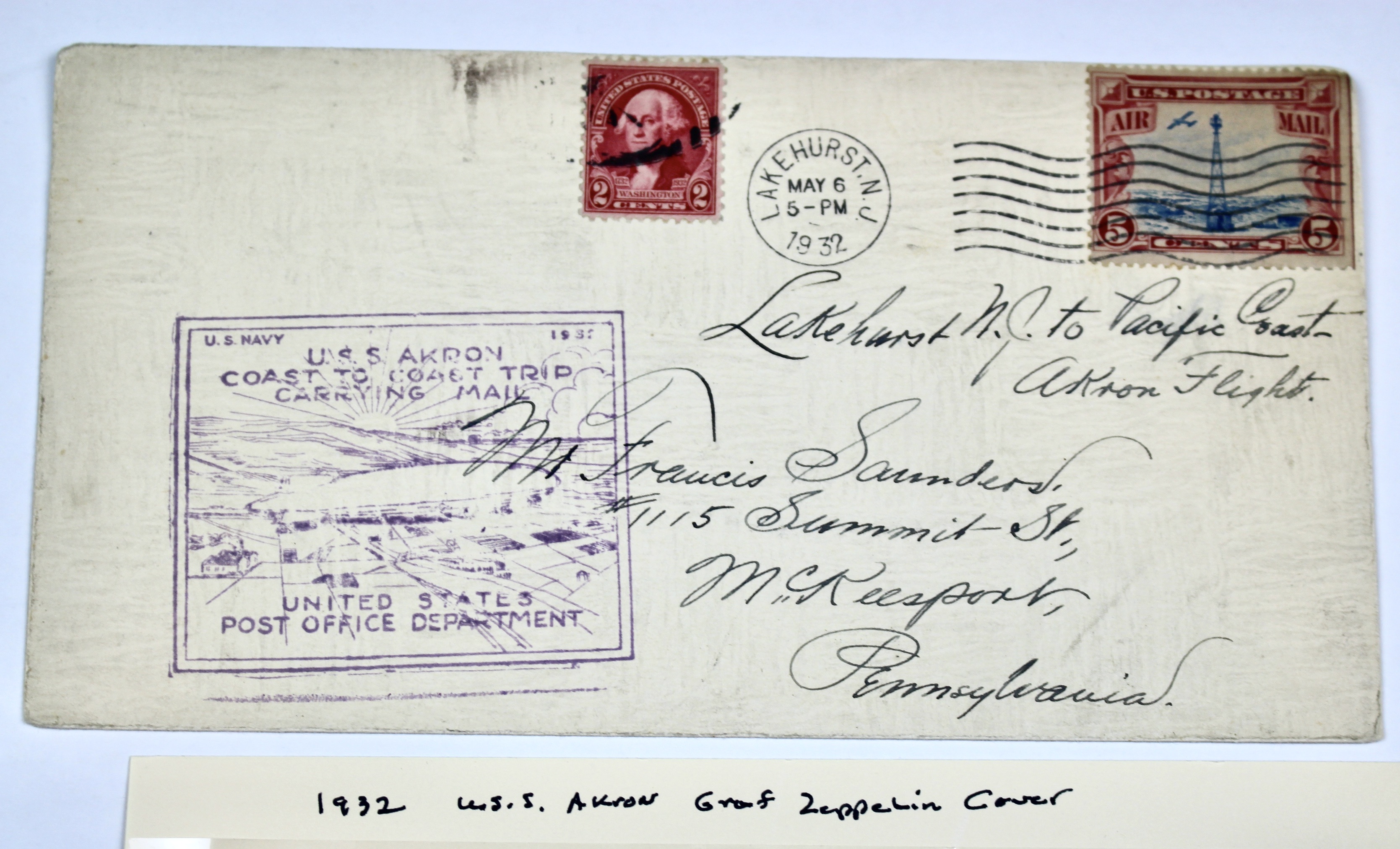 1932 USS Akron Graf Zeppelin Postal Cover