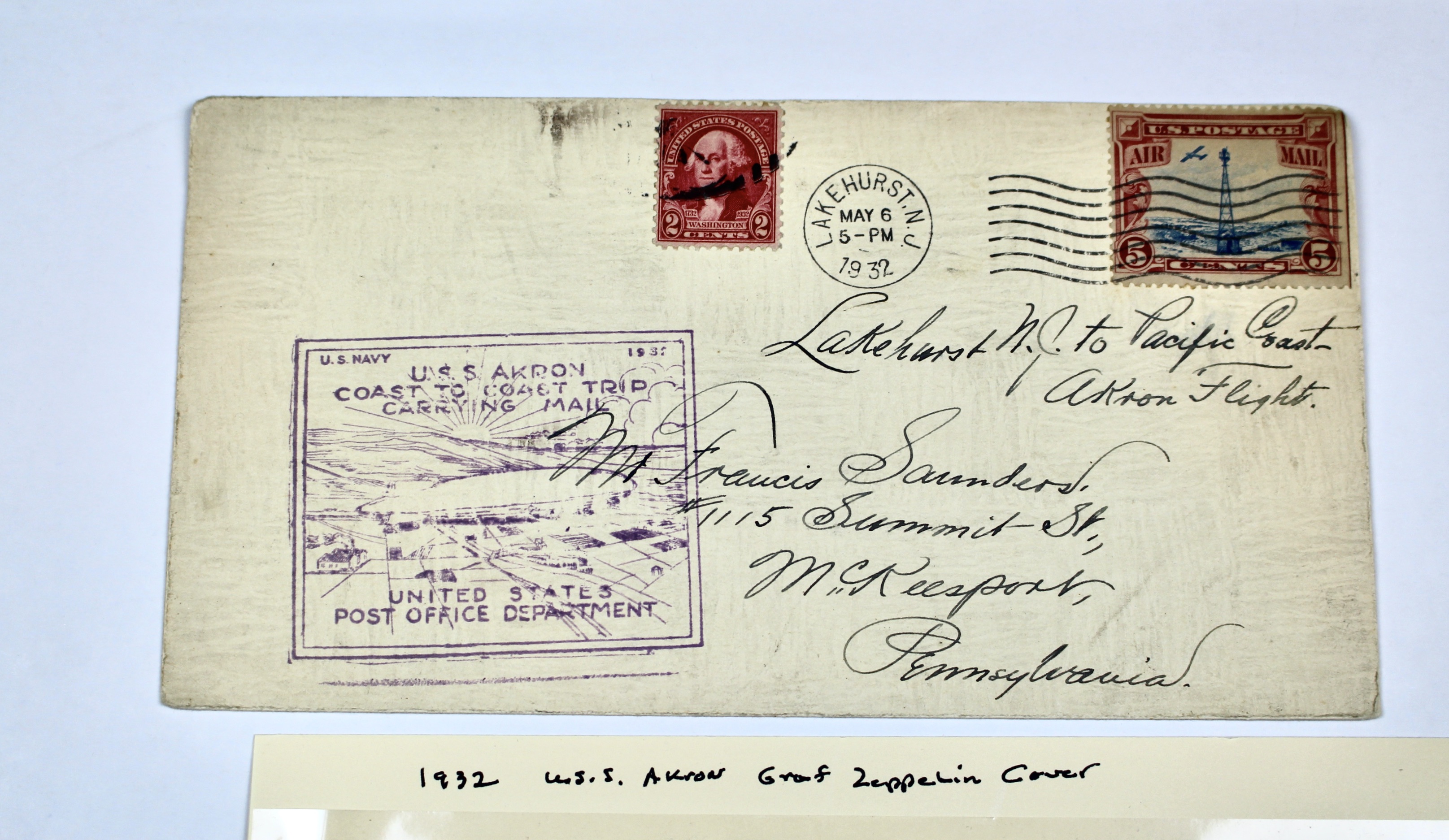 1932 USS Akron Graf Zeppelin Postal Cover