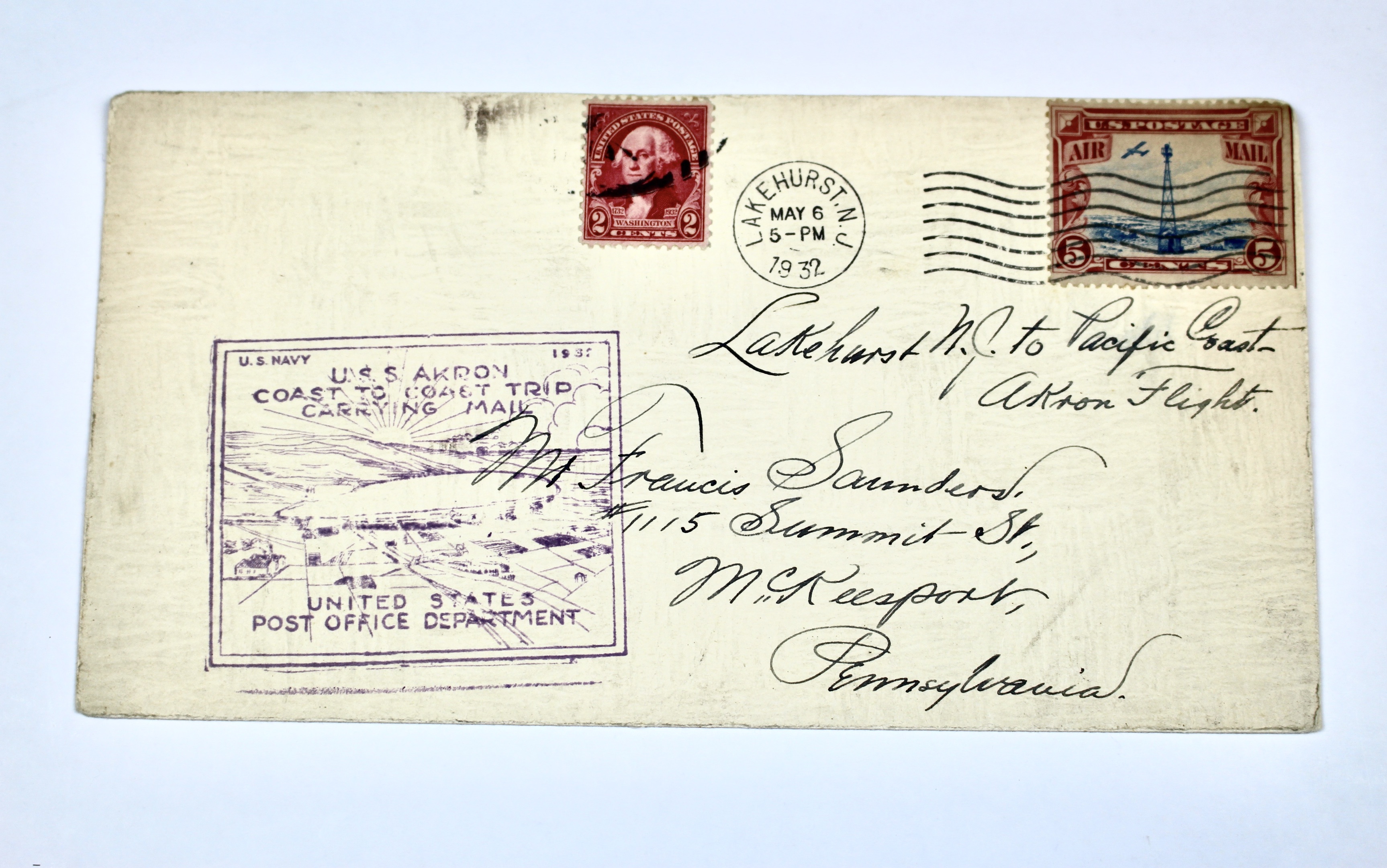 1932 USS Akron Graf Zeppelin Postal Cover