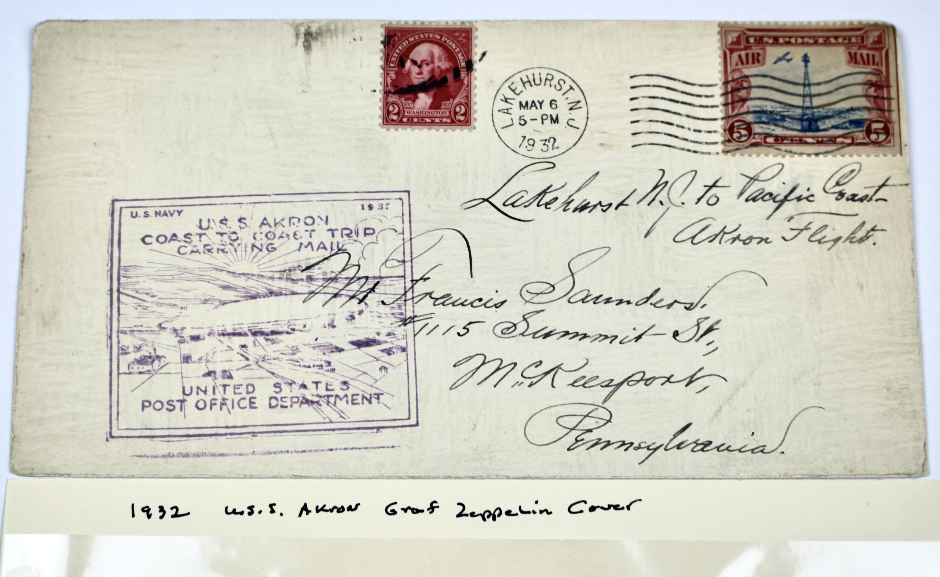 1932 USS Akron Graf Zeppelin Postal Cover