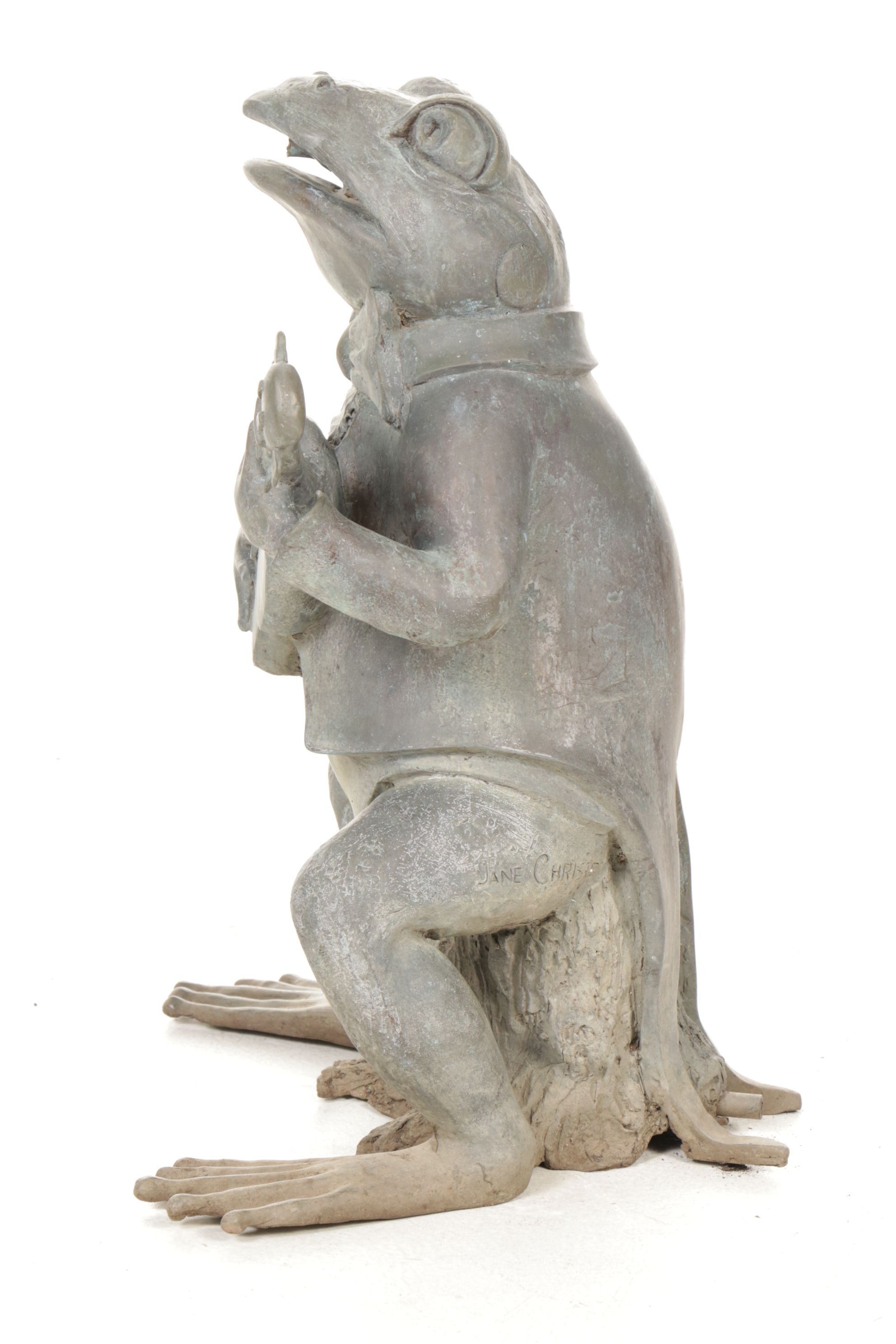 Guitar Playing Frog Garden Statue and Water Fountain