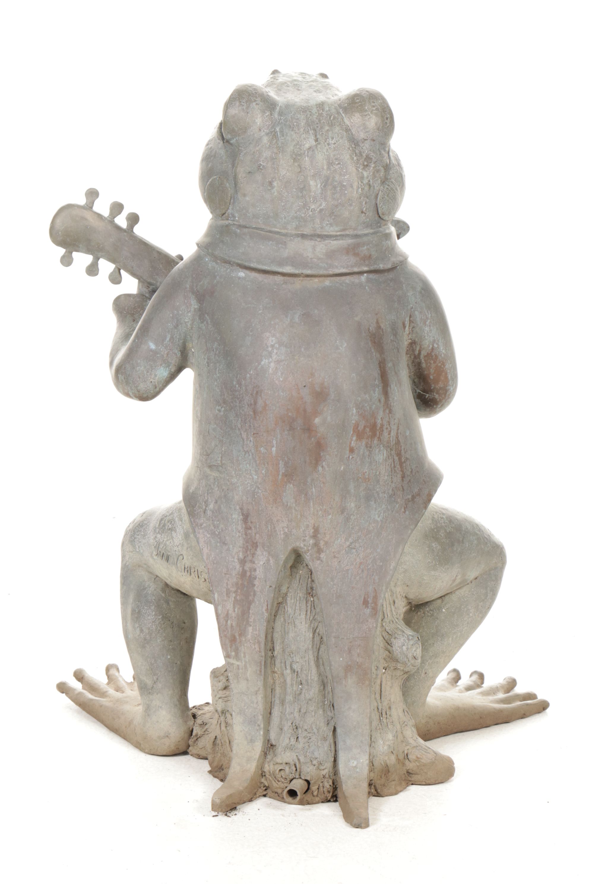 Guitar Playing Frog Garden Statue and Water Fountain