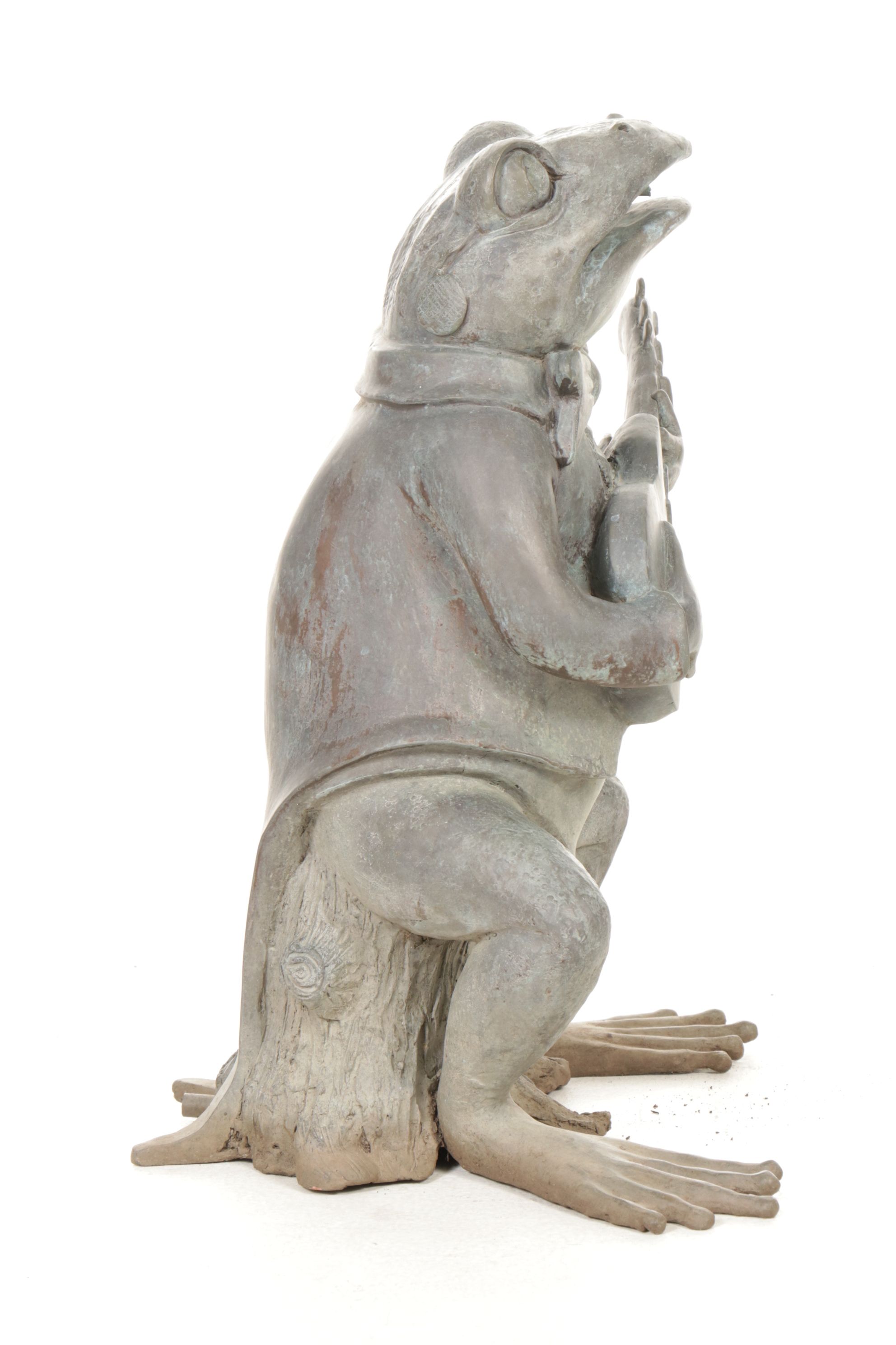 Guitar Playing Frog Garden Statue and Water Fountain