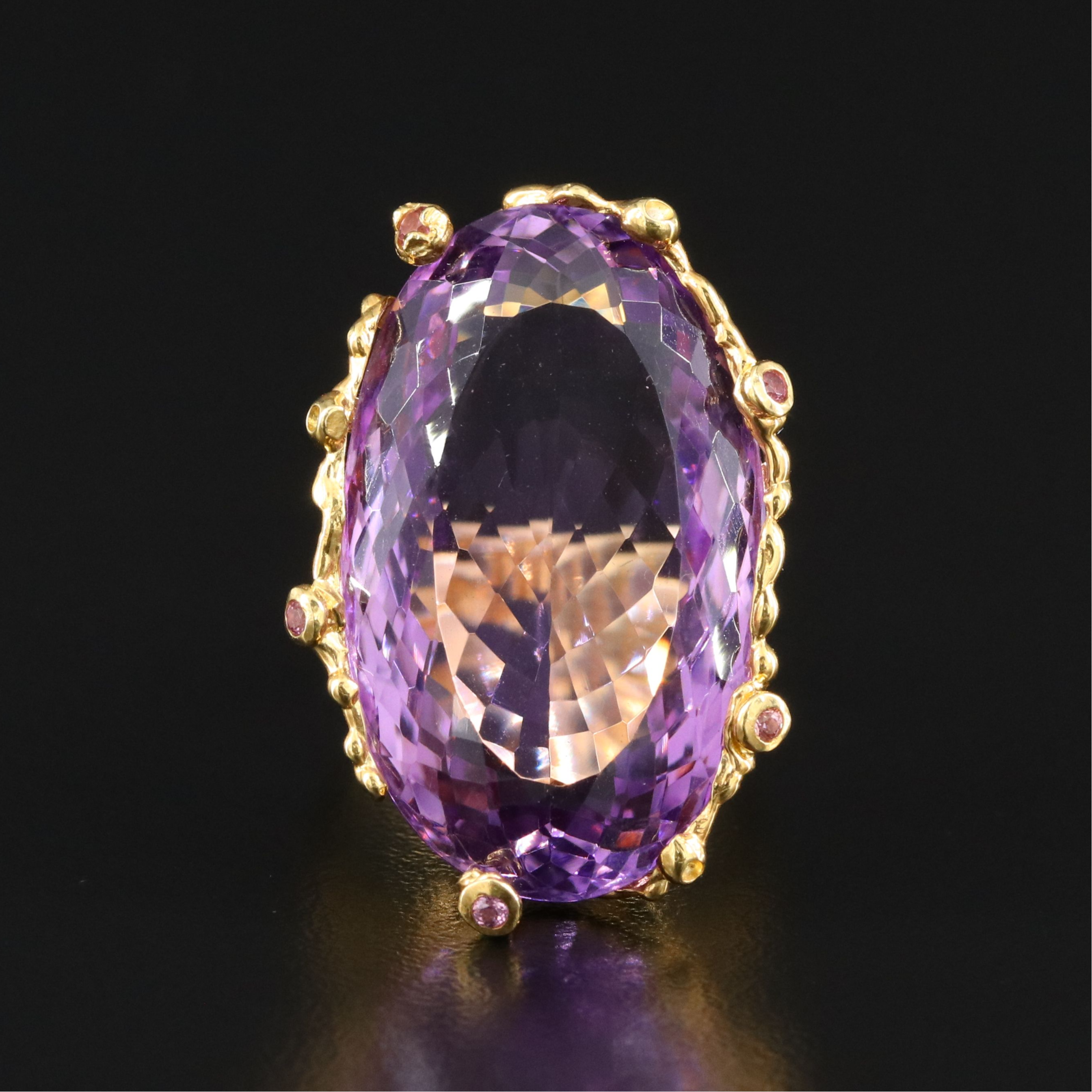 Sterling Amethyst and Pink Tourmaline Ring