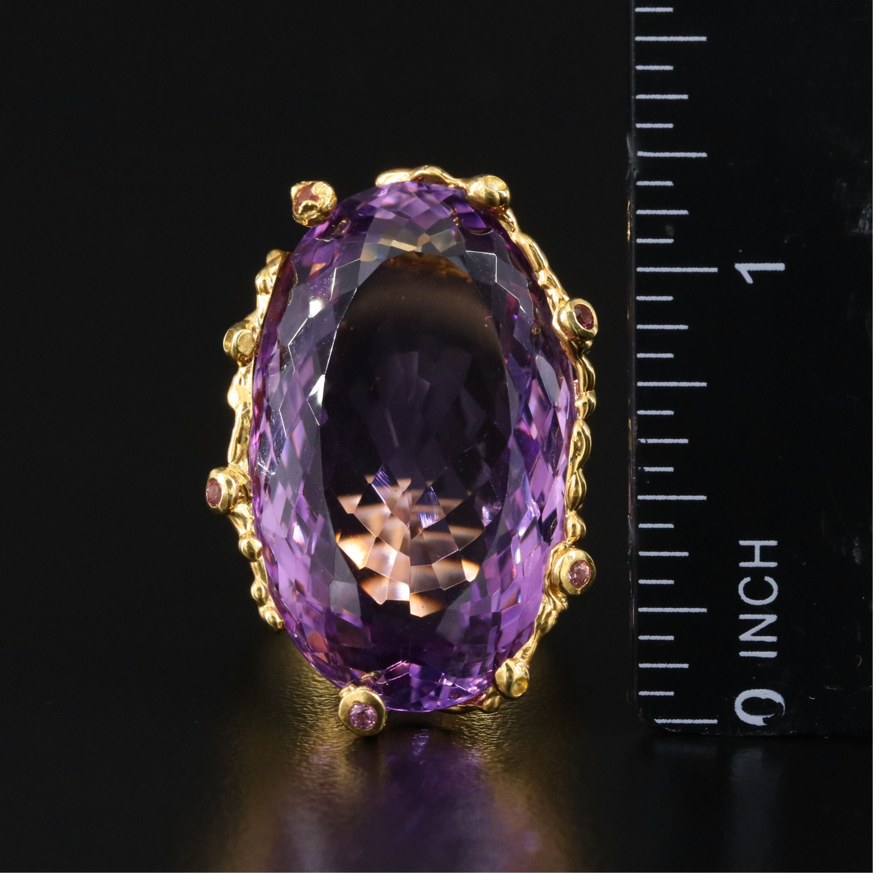 Sterling Amethyst and Pink Tourmaline Ring