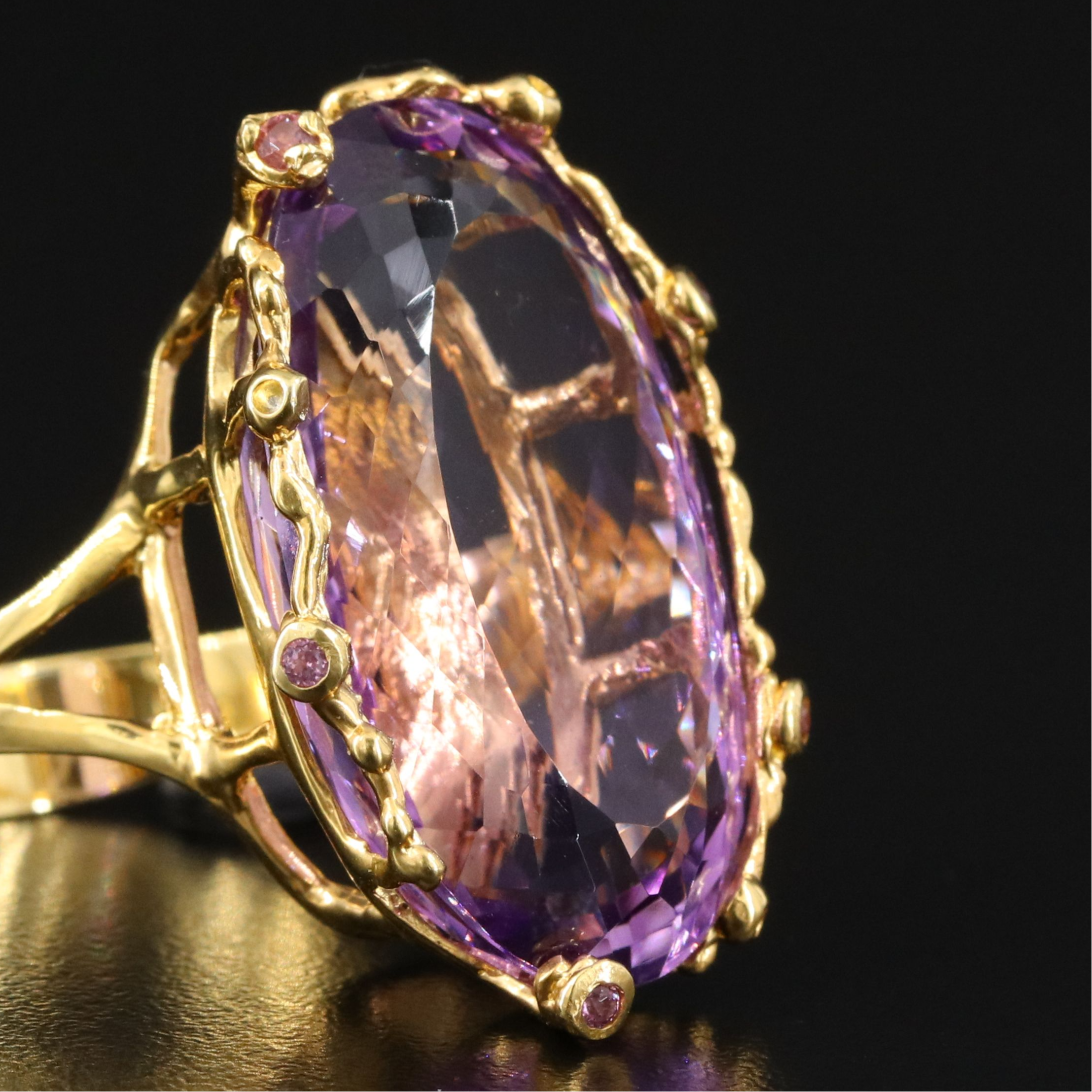 Sterling Amethyst and Pink Tourmaline Ring