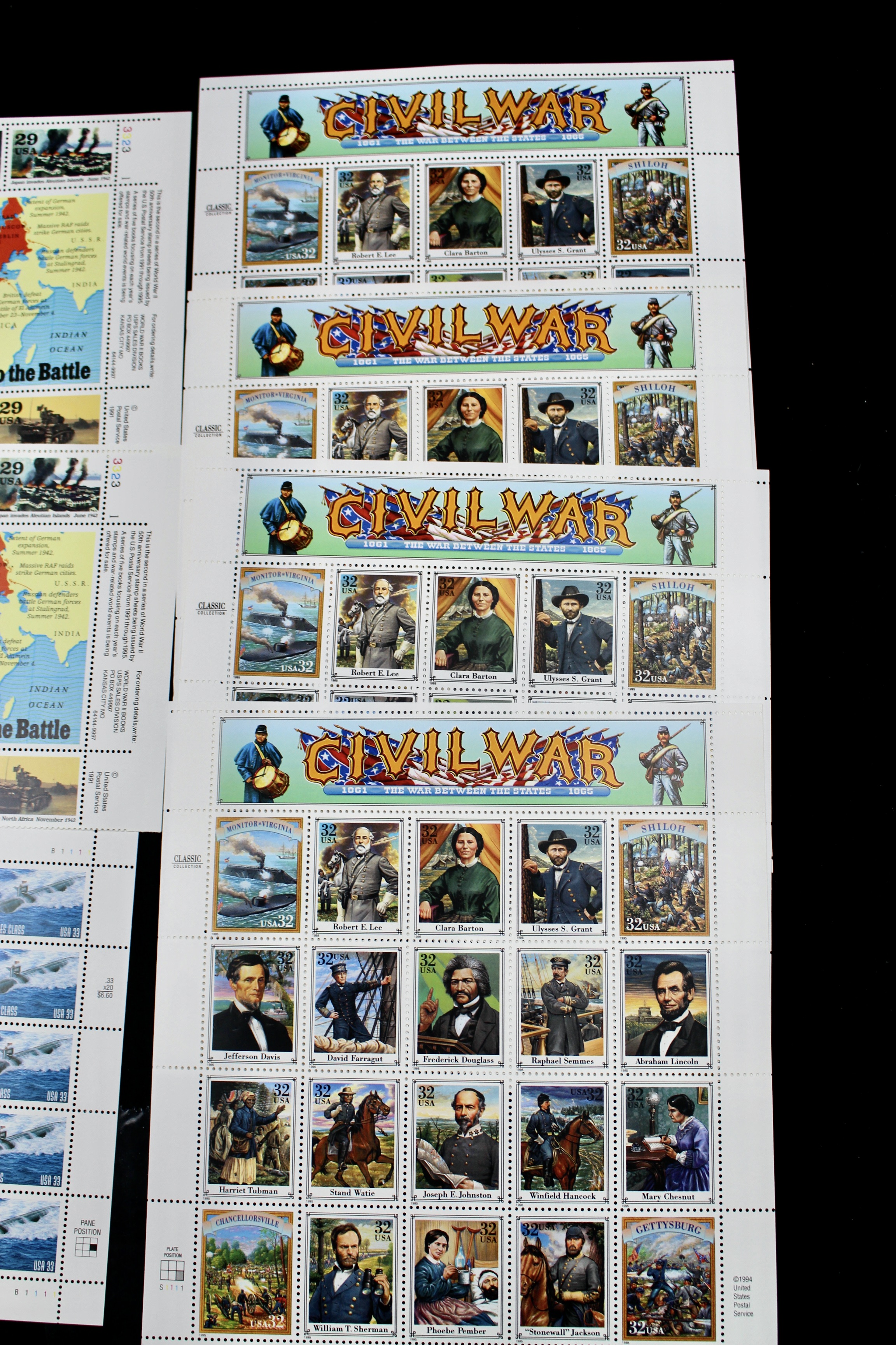 Nineteen Military-Related Miniature Souvenir Stamp Sheets, Mint Condition