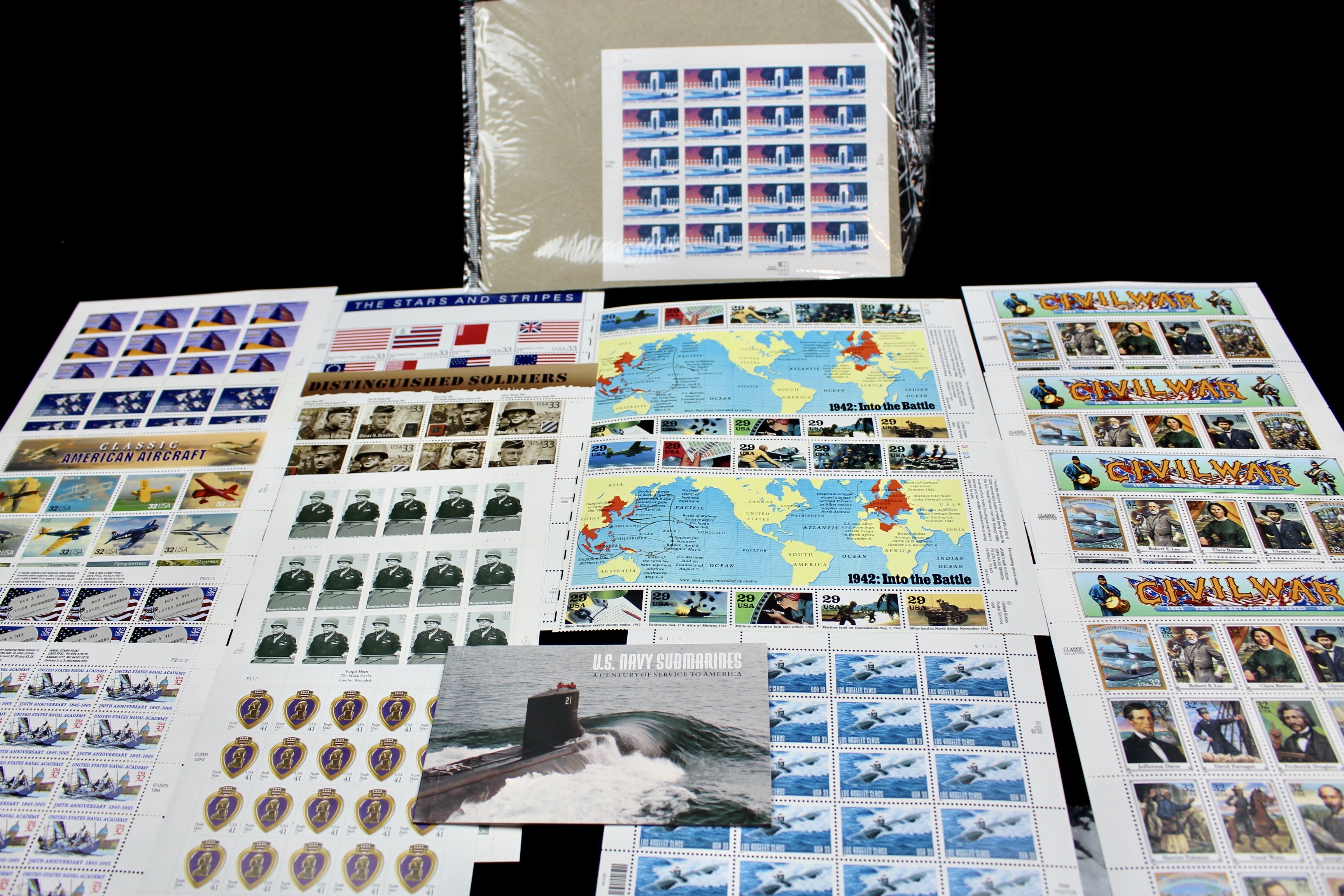 Nineteen Military-Related Miniature Souvenir Stamp Sheets, Mint Condition