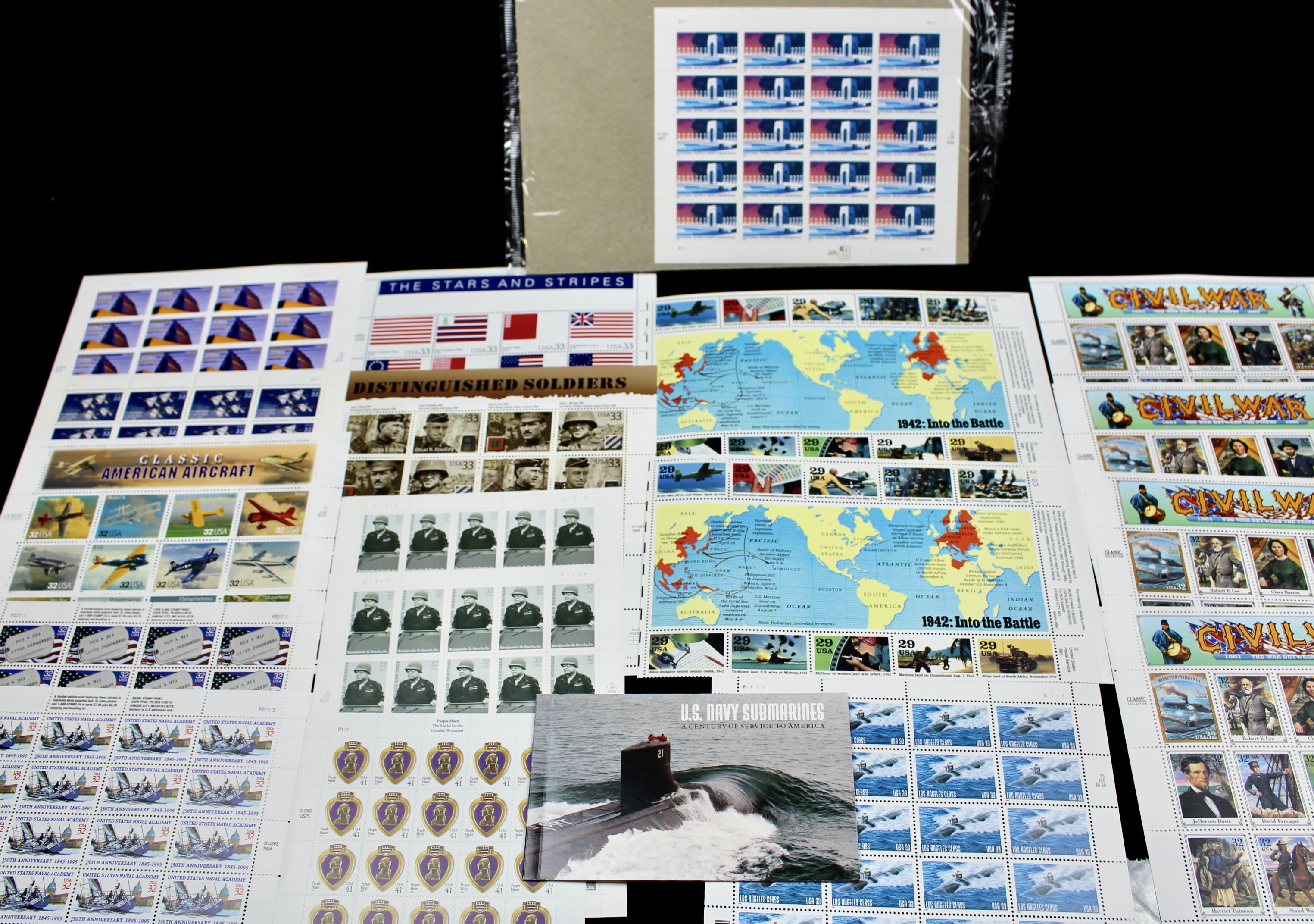 Nineteen Military-Related Miniature Souvenir Stamp Sheets, Mint Condition