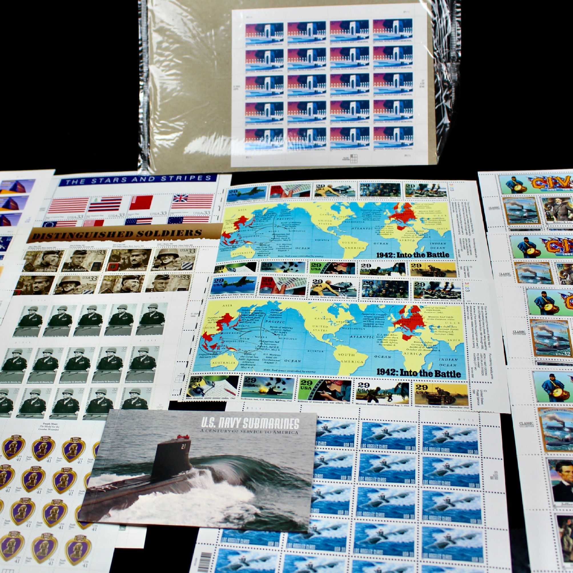 Nineteen Military-Related Miniature Souvenir Stamp Sheets, Mint Condition