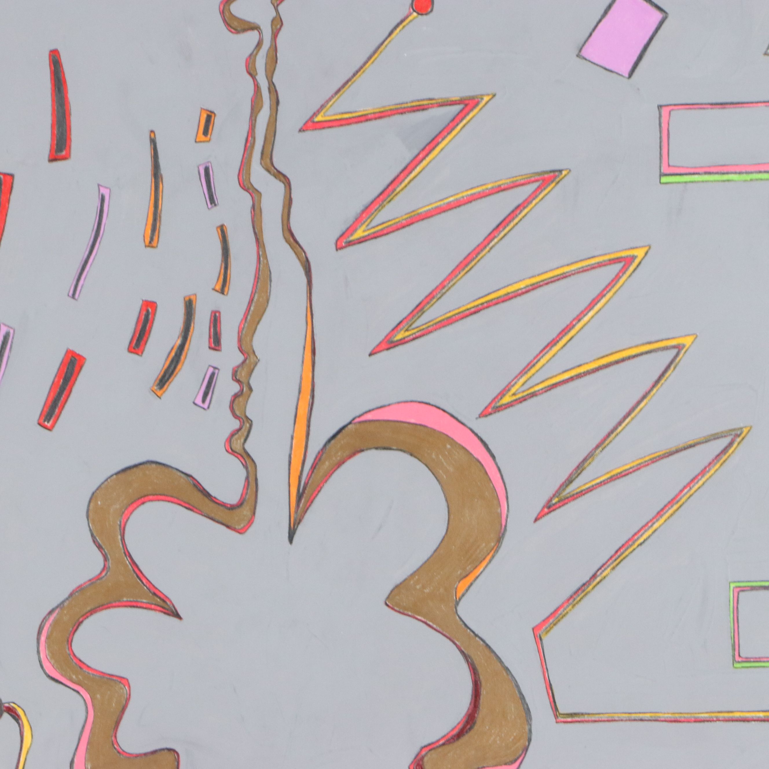 Harry Hilson Linear Mixed Media Painting, Mid to Late 20th Century