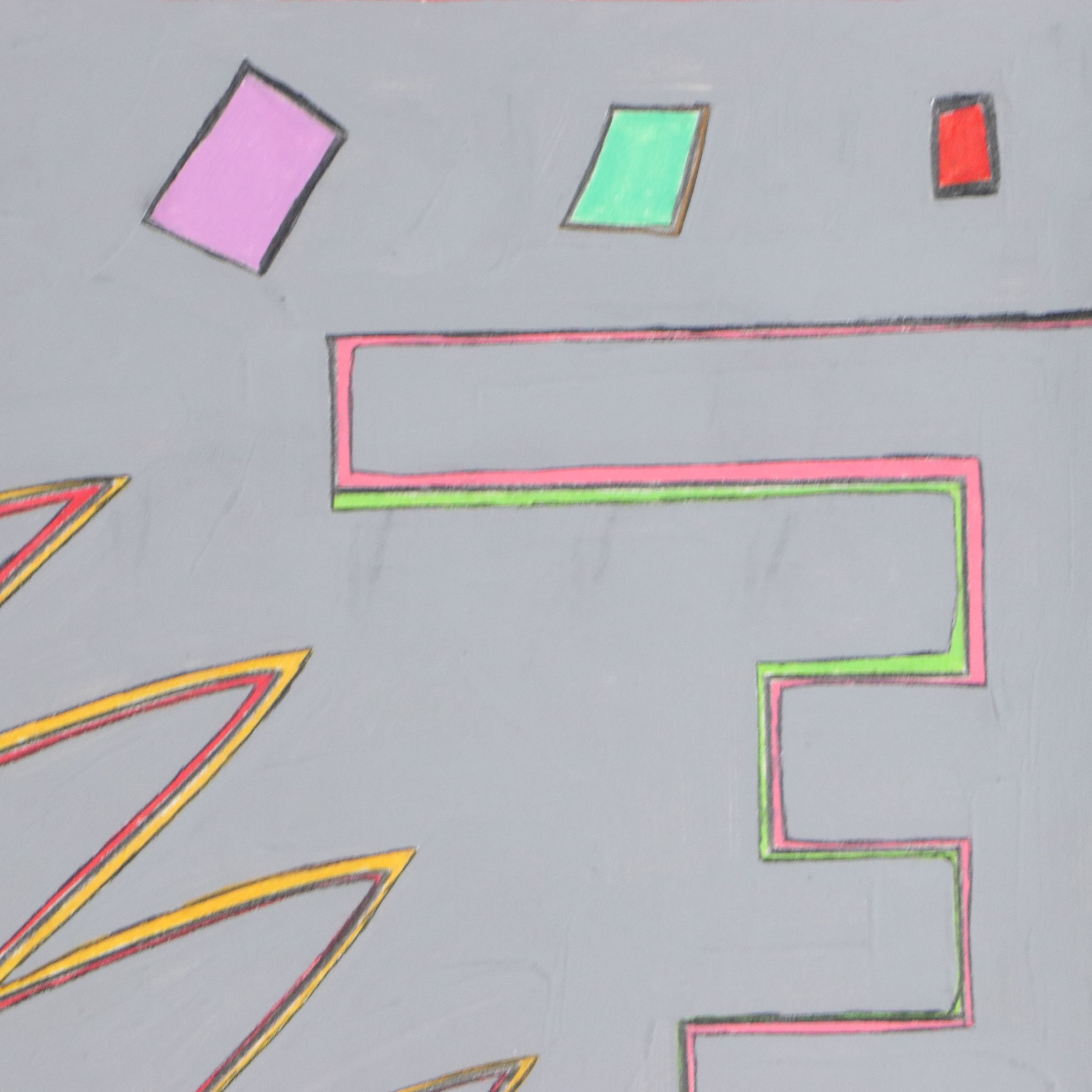 Harry Hilson Linear Mixed Media Painting, Mid to Late 20th Century