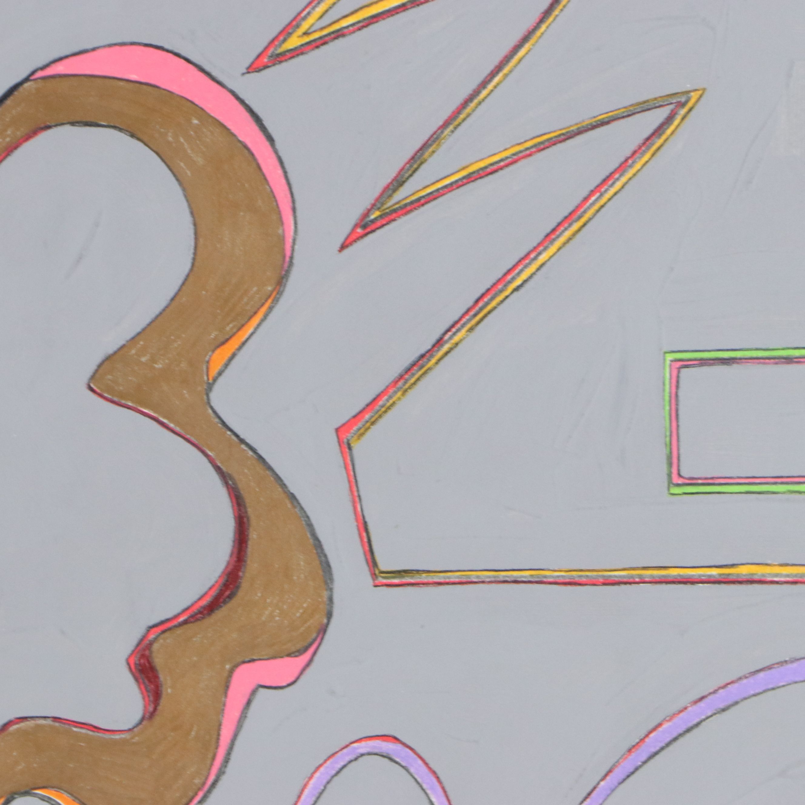 Harry Hilson Linear Mixed Media Painting, Mid to Late 20th Century