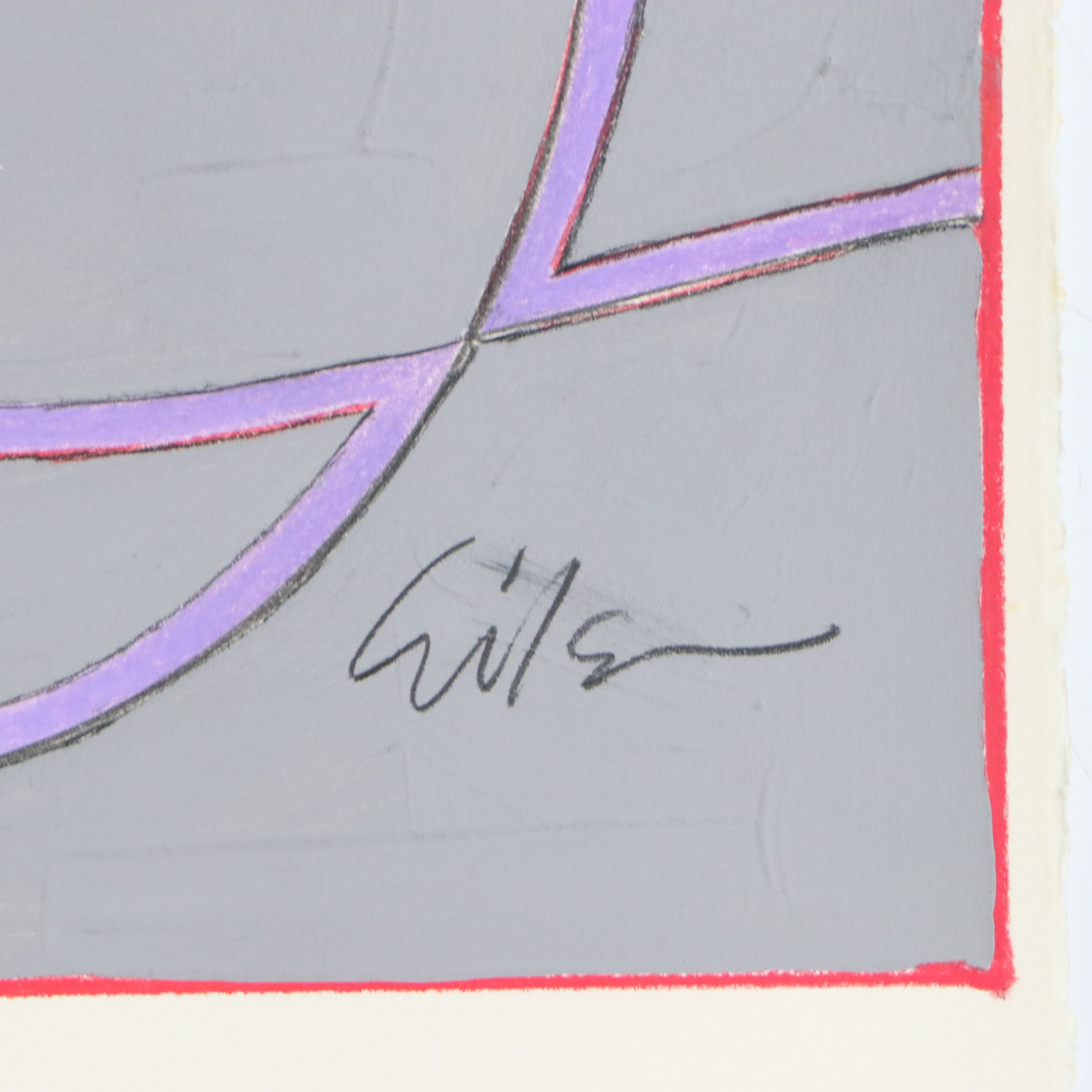 Harry Hilson Linear Mixed Media Painting, Mid to Late 20th Century