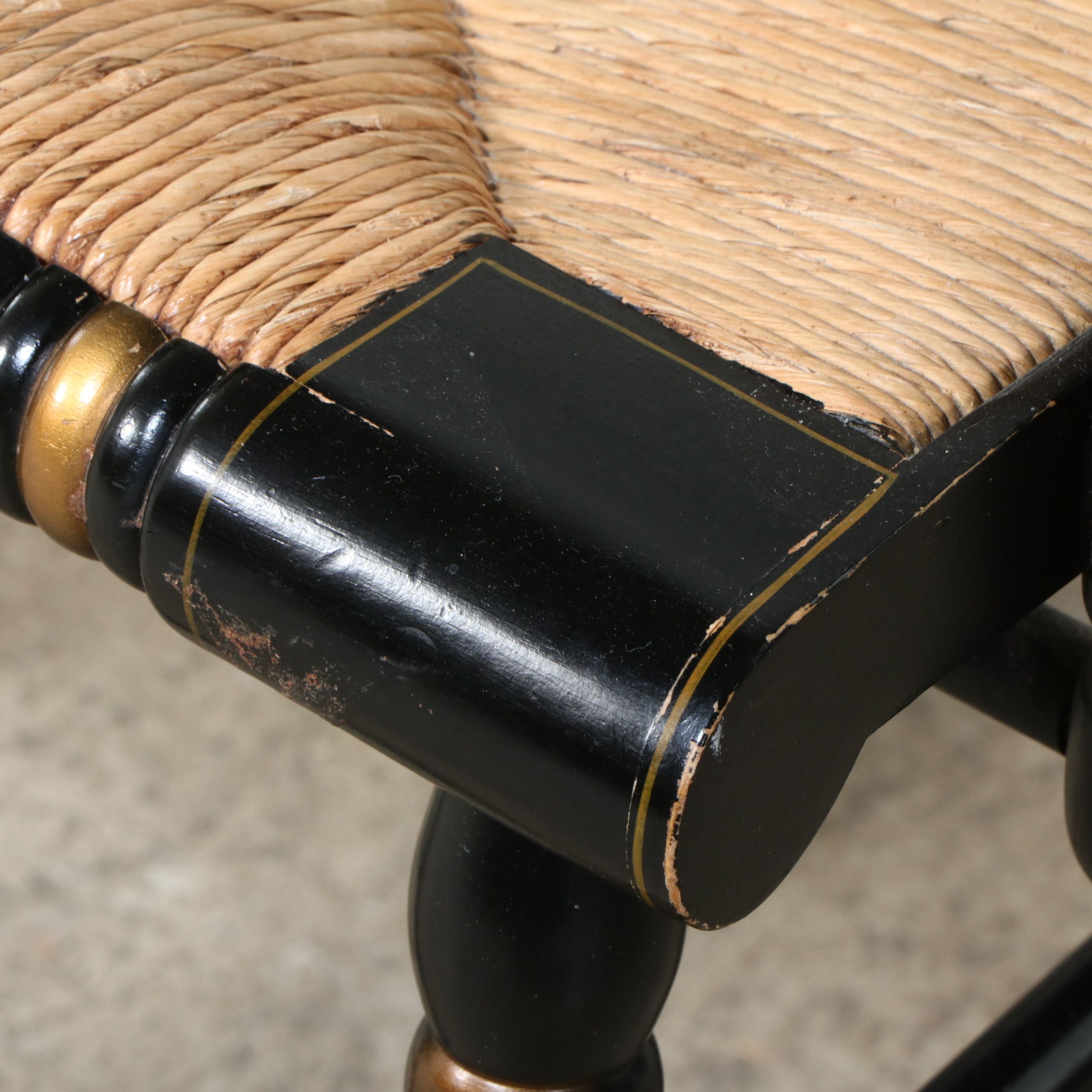 Pair of L. Hitchcock Colonial Revival Stenciled Armchairs