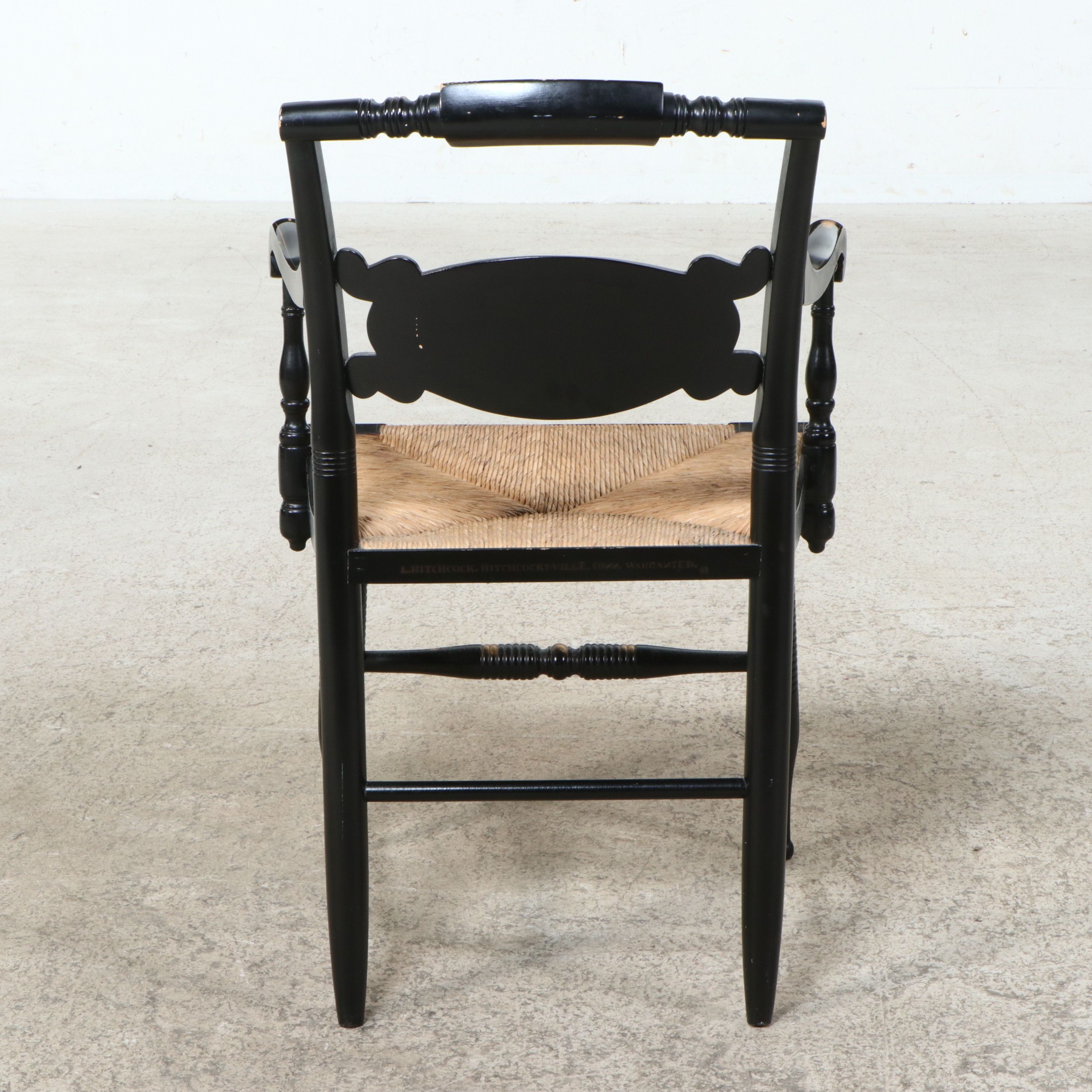 Pair of L. Hitchcock Colonial Revival Stenciled Armchairs