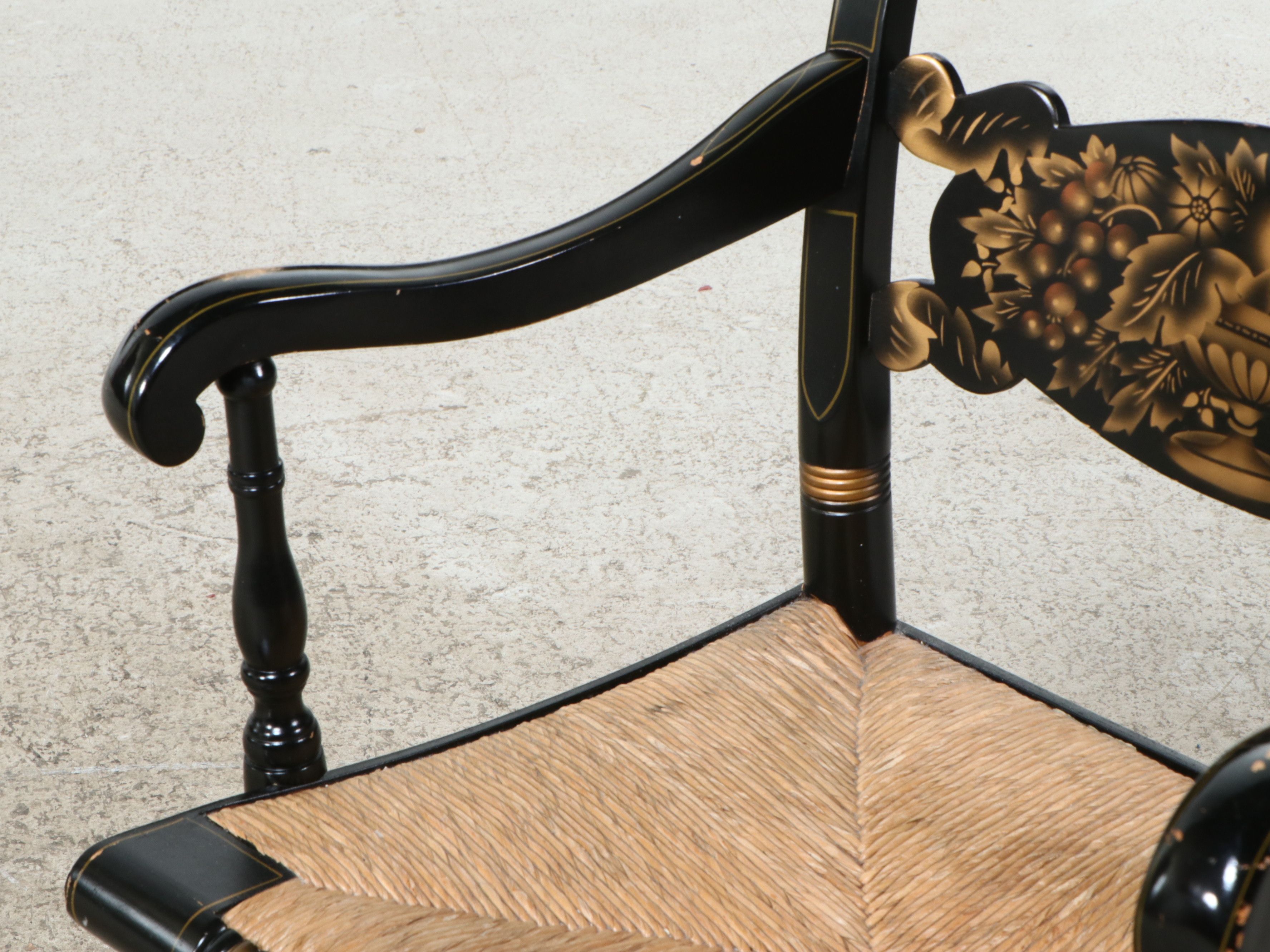 Pair of L. Hitchcock Colonial Revival Stenciled Armchairs