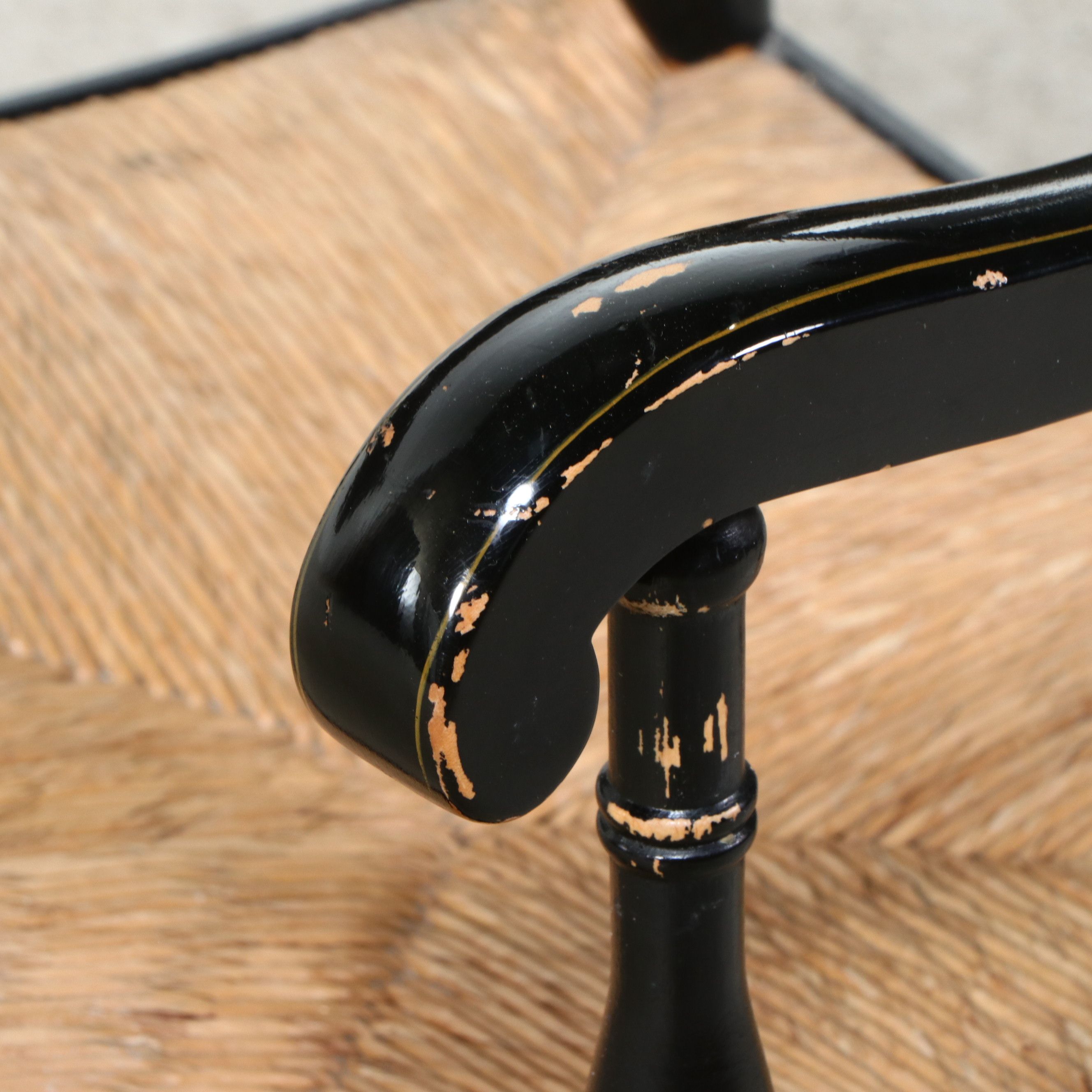 Pair of L. Hitchcock Colonial Revival Stenciled Armchairs