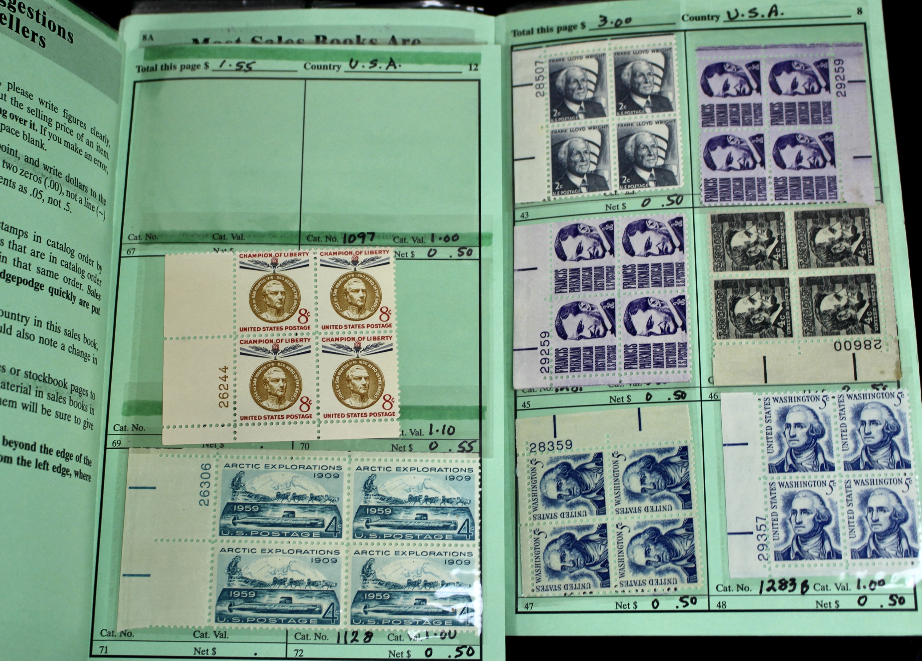 Cigar Box of Mint U.S. Postage Stamps, Plate Blocks, Souvenir Sheets