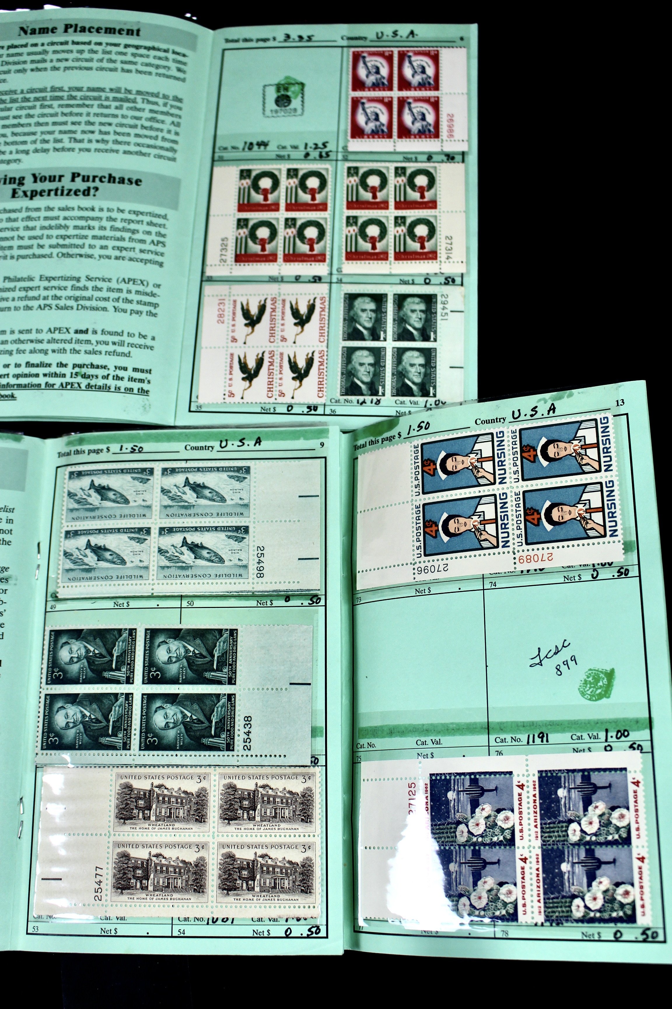 Cigar Box of Mint U.S. Postage Stamps, Plate Blocks, Souvenir Sheets