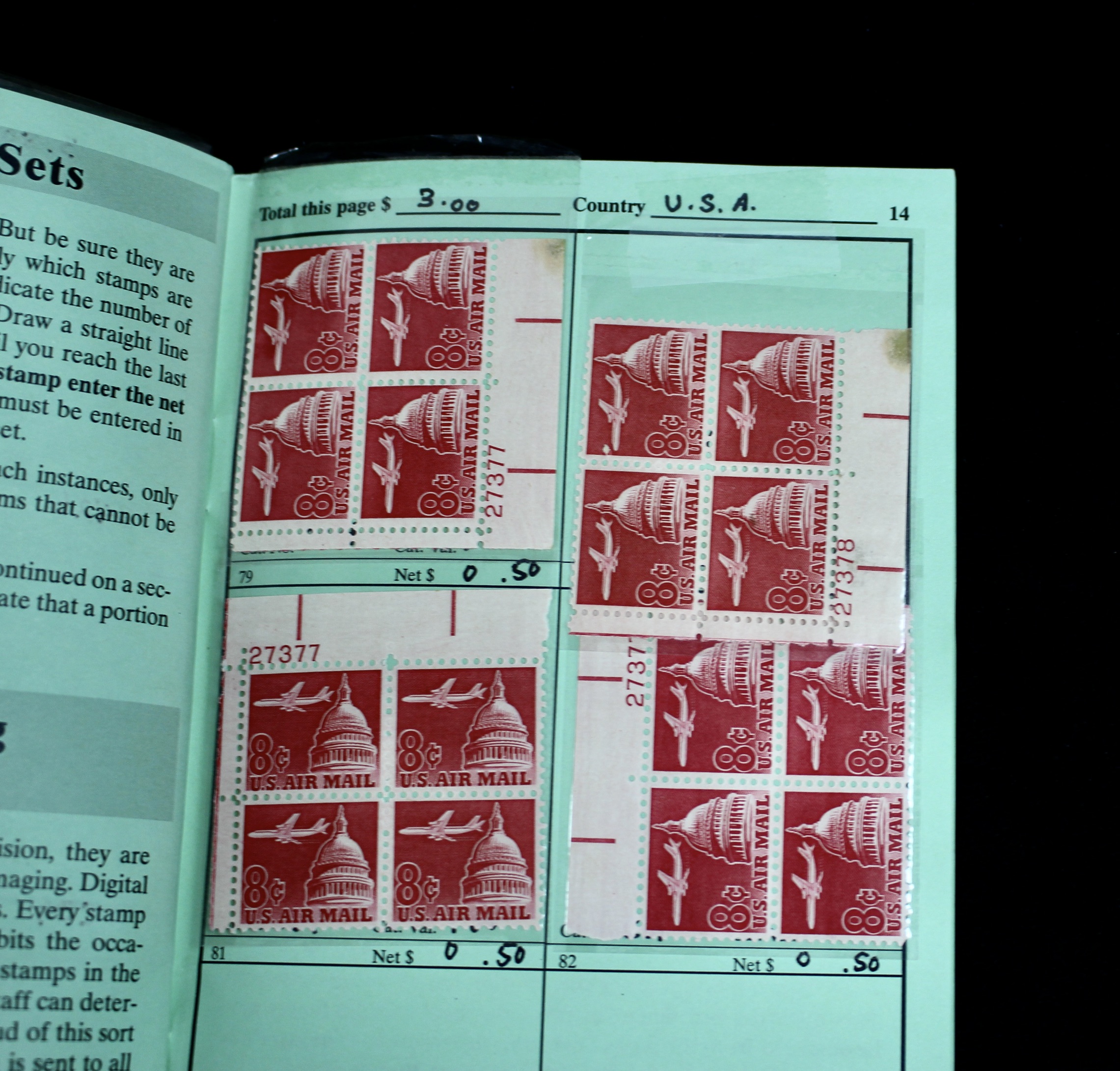 Cigar Box of Mint U.S. Postage Stamps, Plate Blocks, Souvenir Sheets