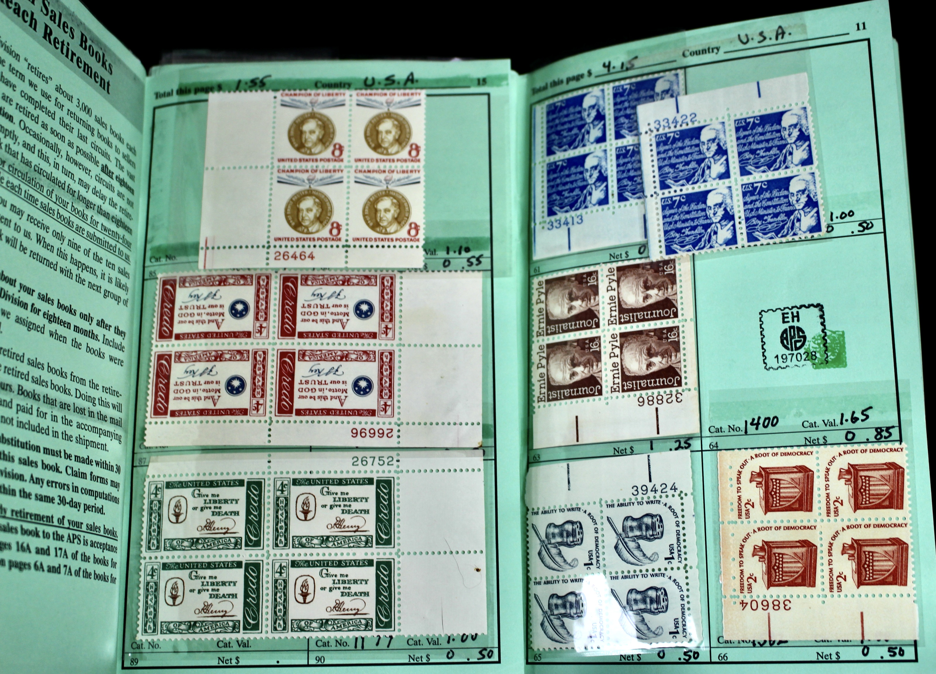 Cigar Box of Mint U.S. Postage Stamps, Plate Blocks, Souvenir Sheets