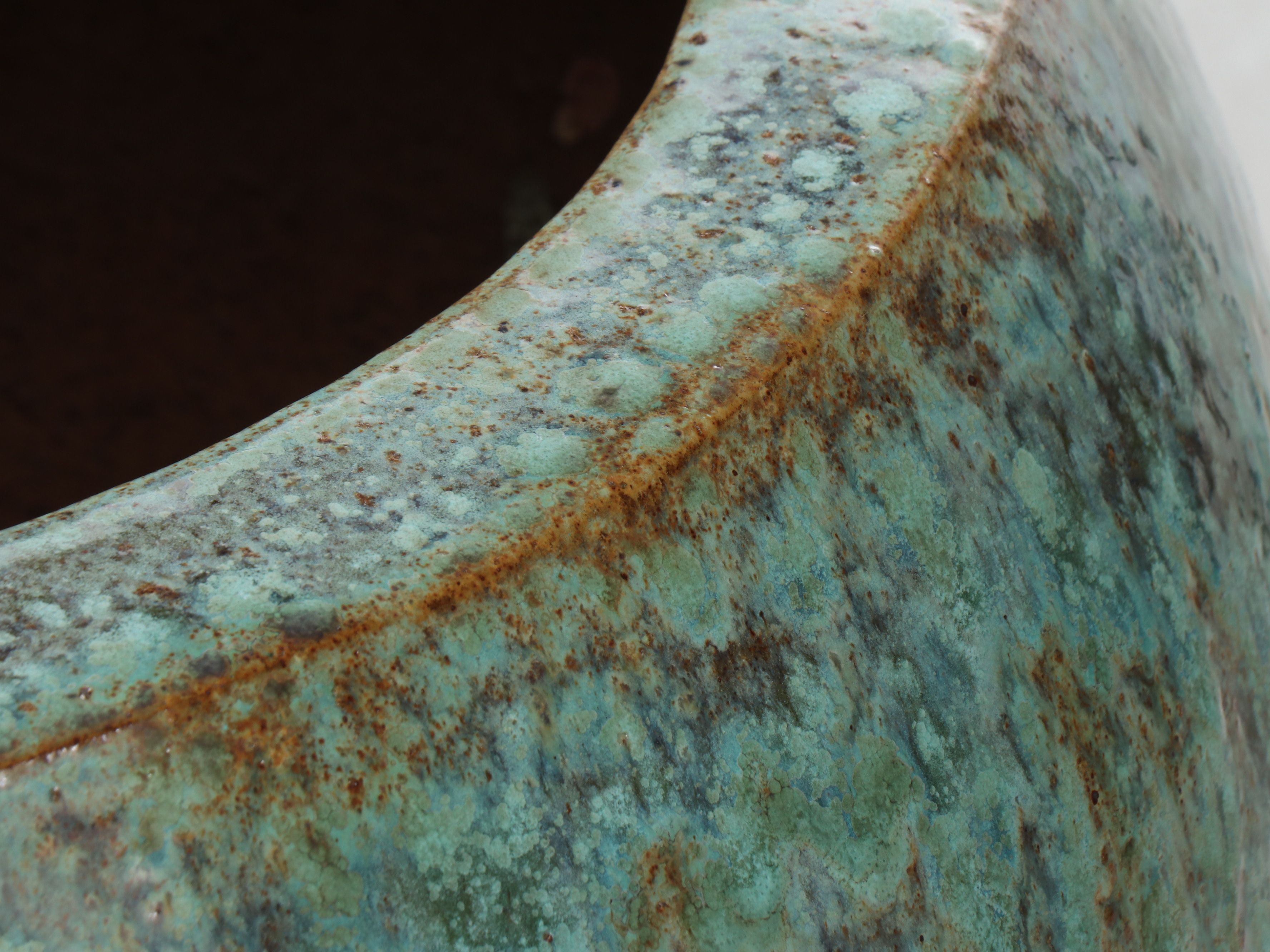 Mottled Green Glaze Earthenware Egg Planters