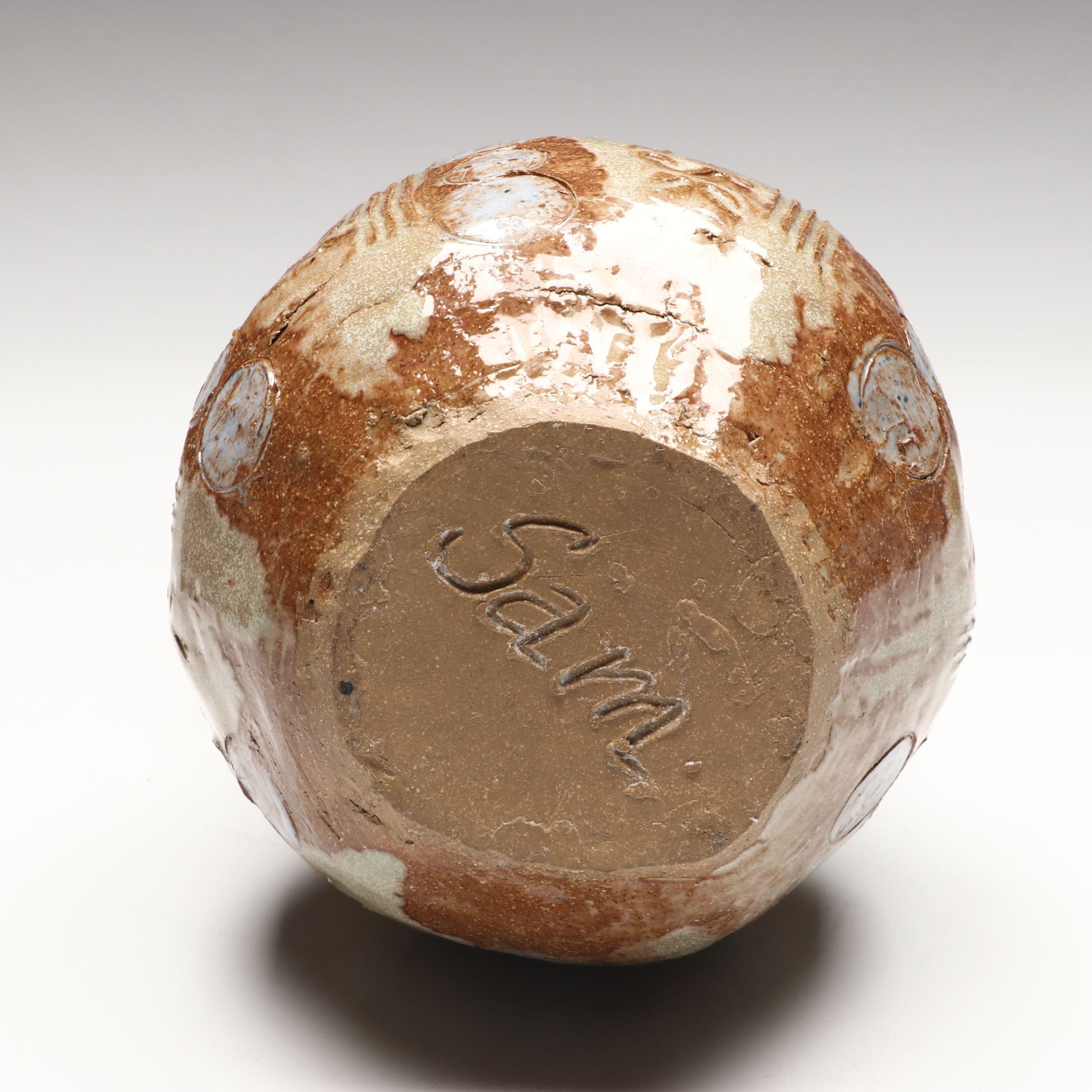 Hand-Painted Porcelain Labrador Figure with Other Rustic Studio Pottery Vases