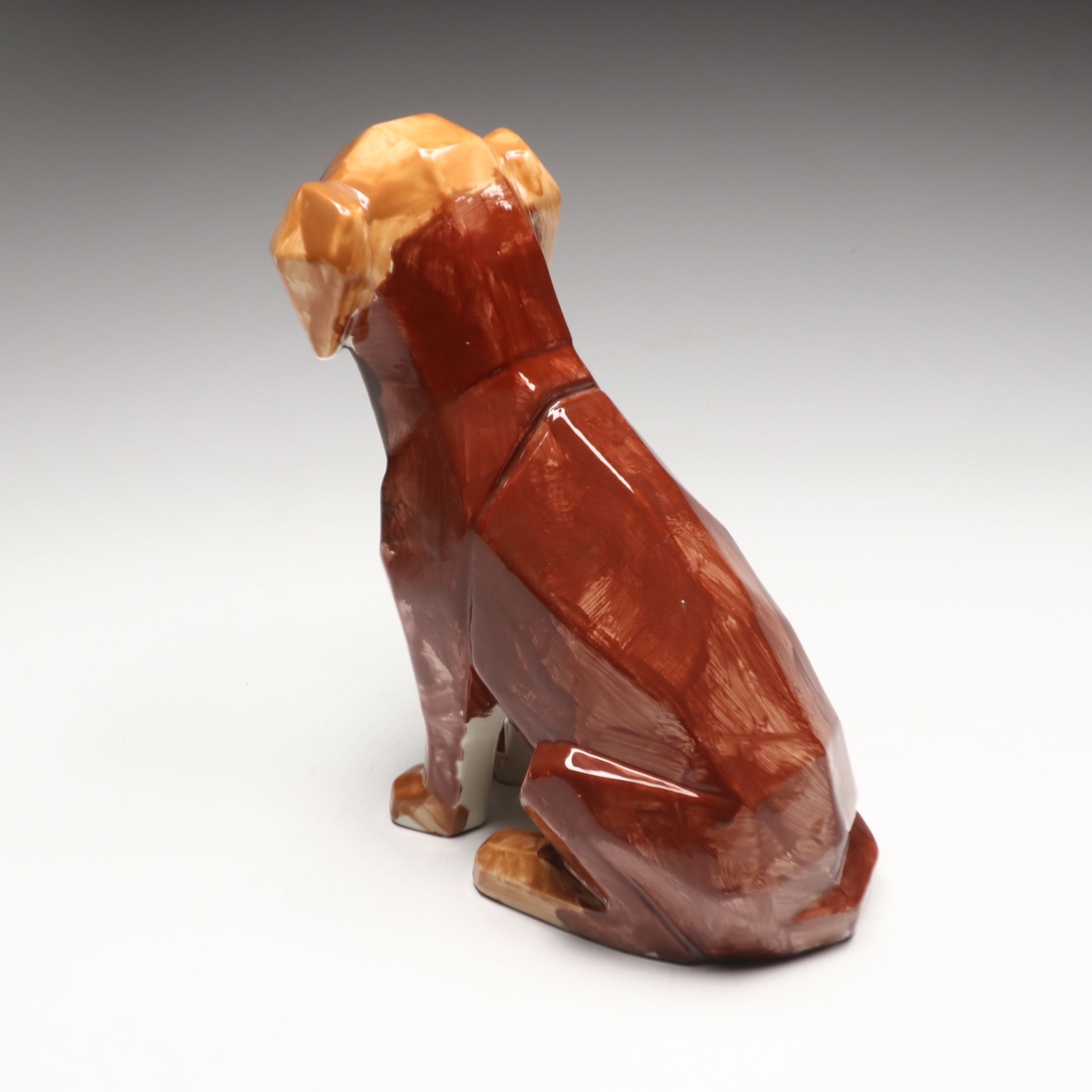 Hand-Painted Porcelain Labrador Figure with Other Rustic Studio Pottery Vases