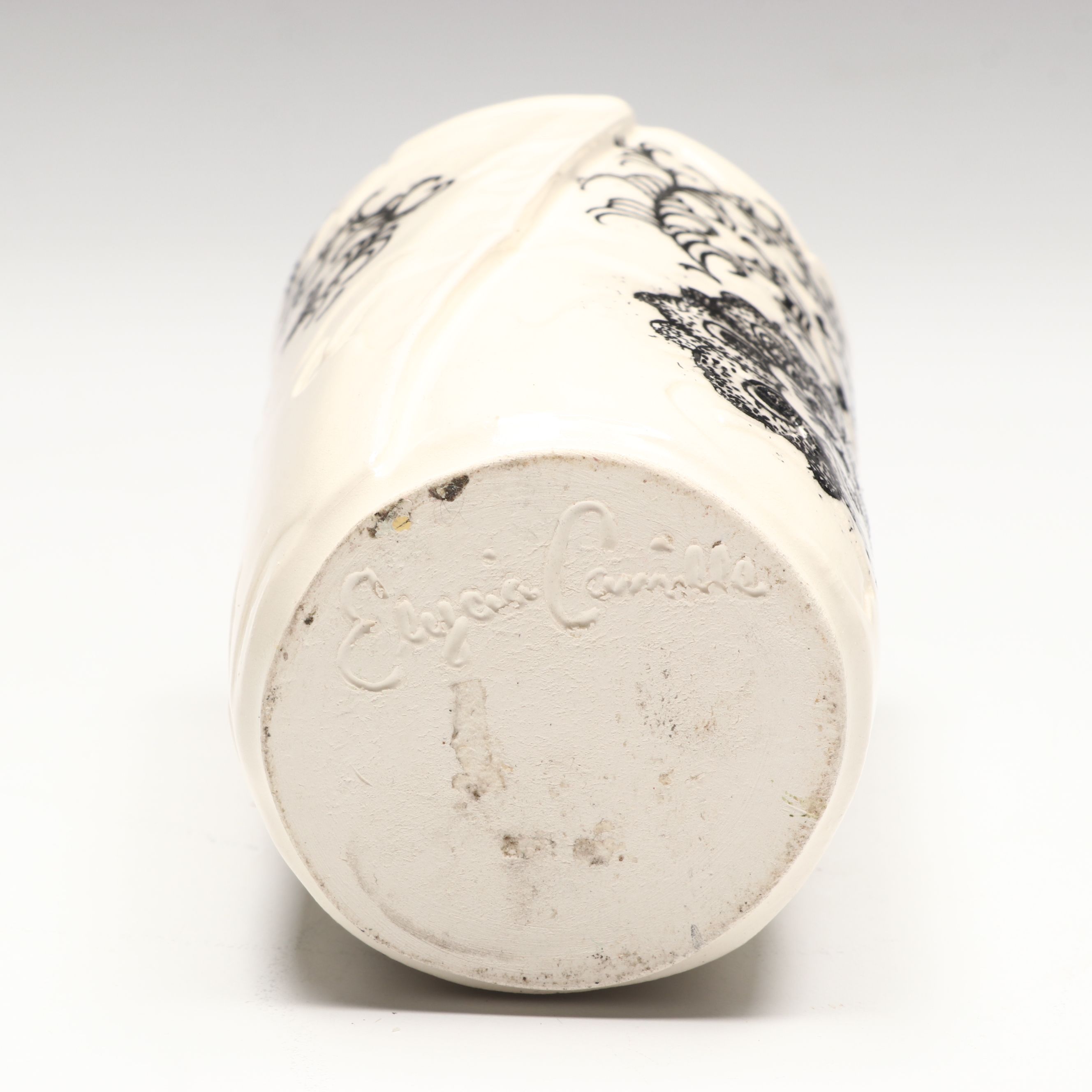 Hand-Painted Porcelain Labrador Figure with Other Rustic Studio Pottery Vases