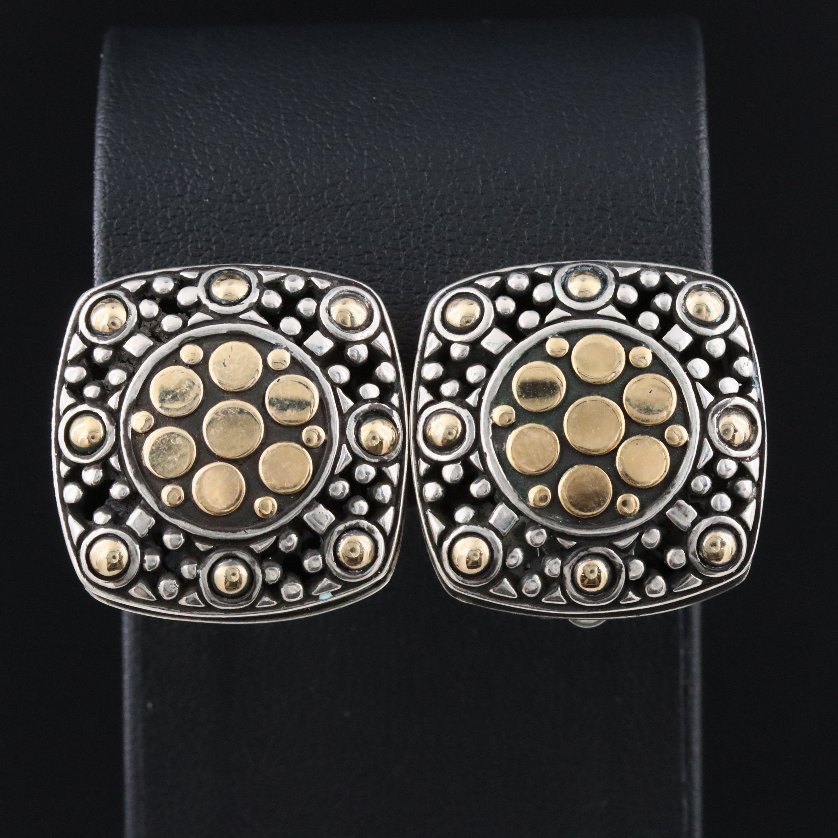 John Hardy Jaisalmer Dot Sterling Clip Earrings with 18K Accents