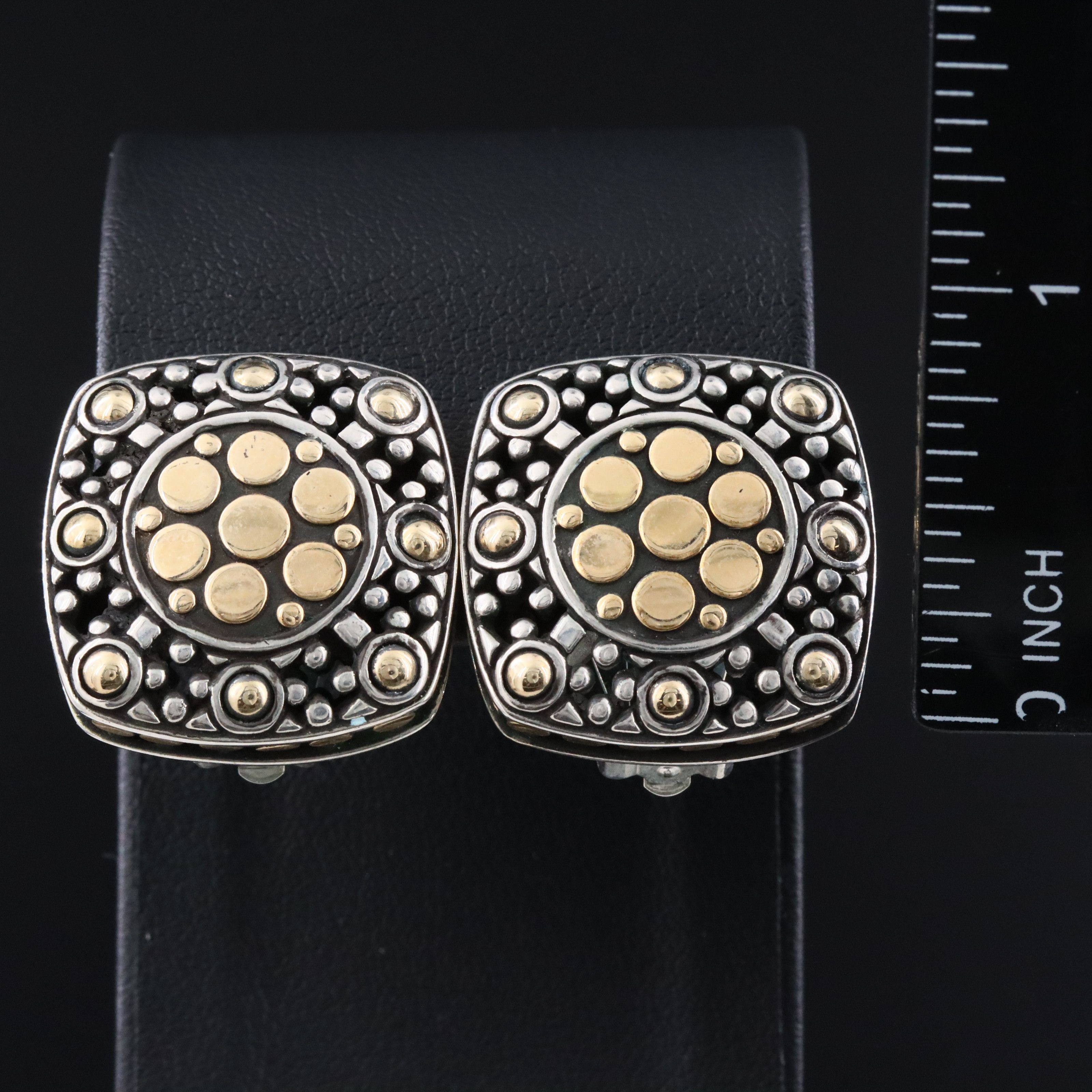 John Hardy Jaisalmer Dot Sterling Clip Earrings with 18K Accents