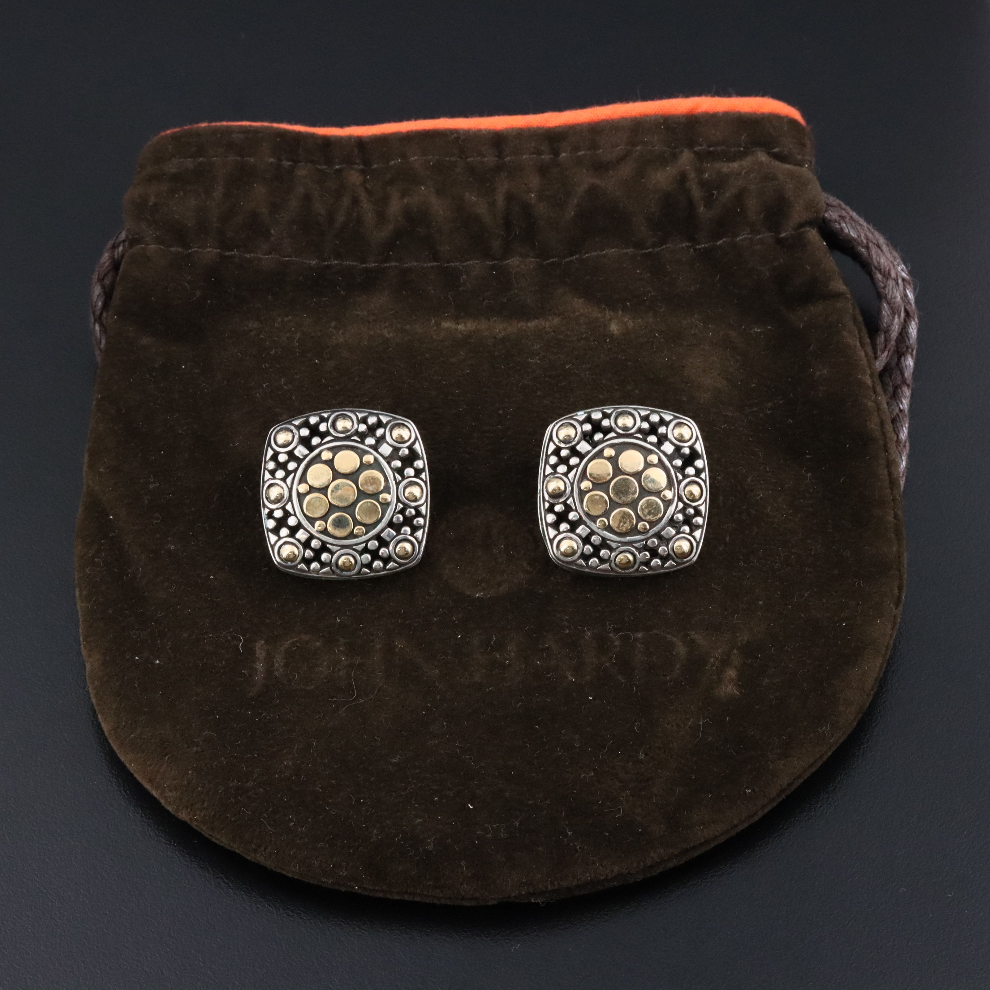 John Hardy Jaisalmer Dot Sterling Clip Earrings with 18K Accents