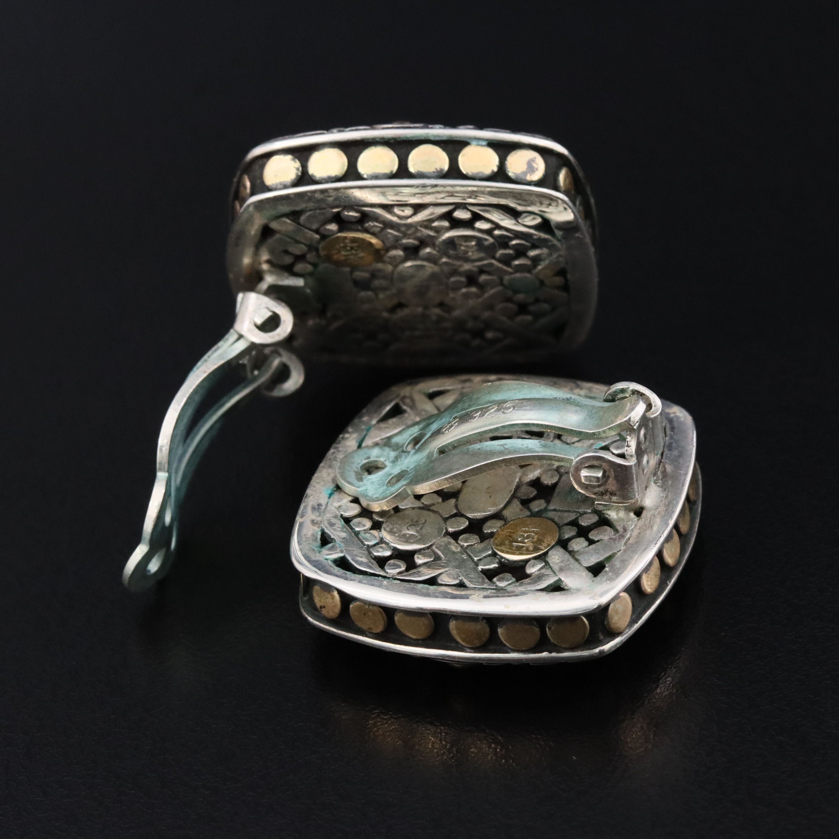 John Hardy Jaisalmer Dot Sterling Clip Earrings with 18K Accents