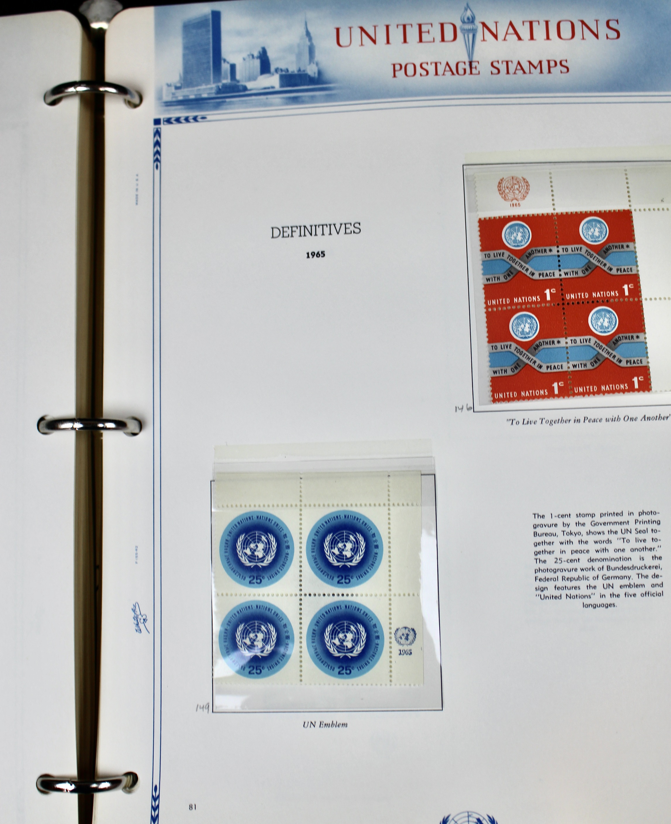 United Nations Postage Stamp Collection, 1957 to 1970