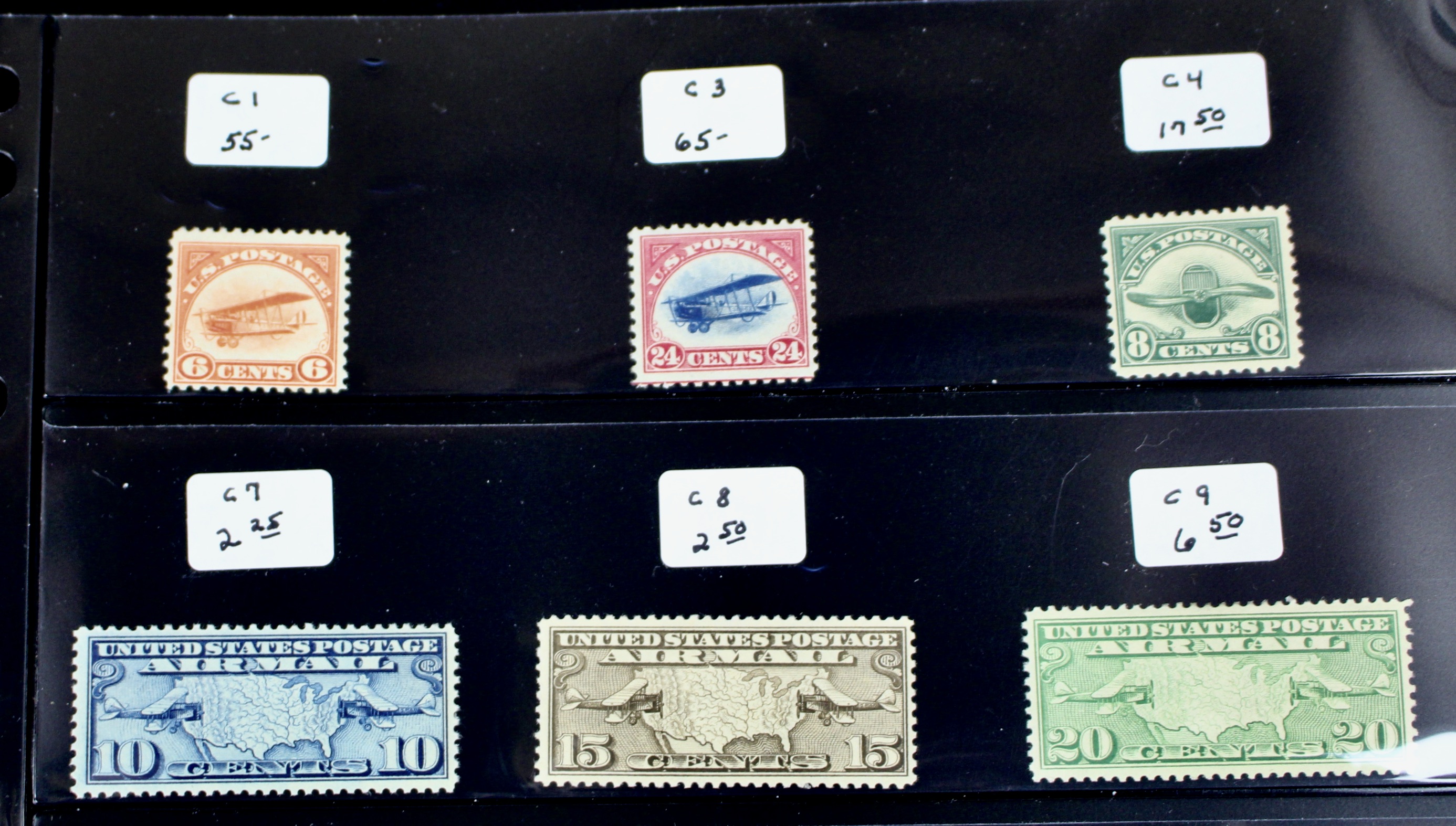 Fifteen Different Early U.S. Airmail Postage Stamps, MH